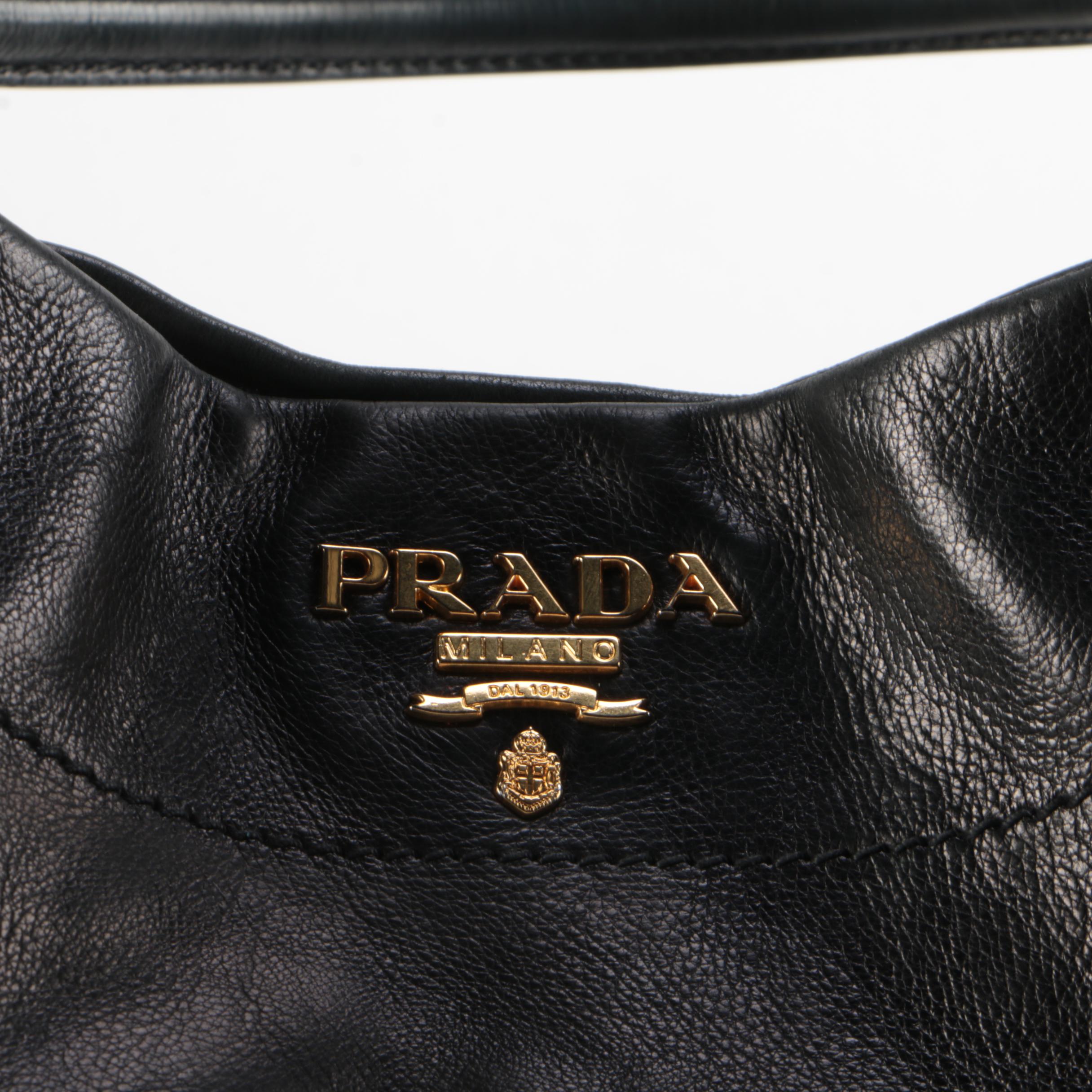 Prada Black Calfskin Leather Shopper Tote