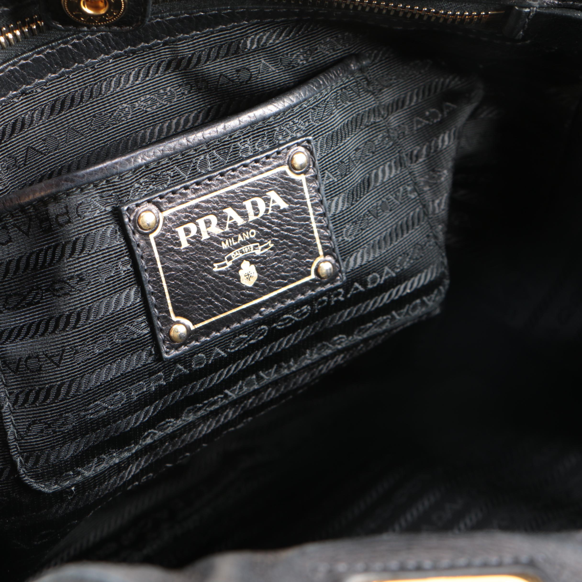 Prada Black Calfskin Leather Shopper Tote