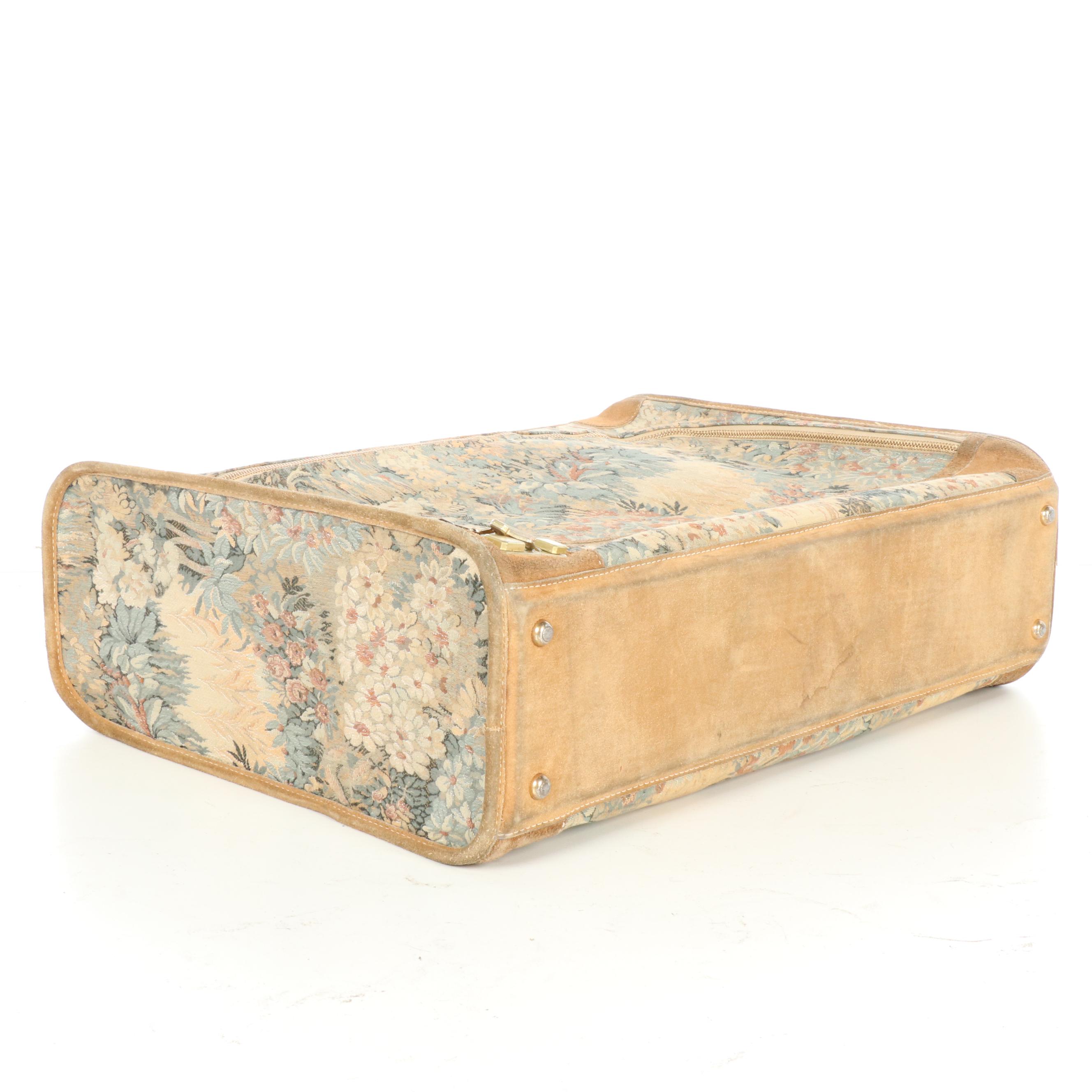 The French Company Floral Tapestry Four-Piece Luggage Set with Suede Trim