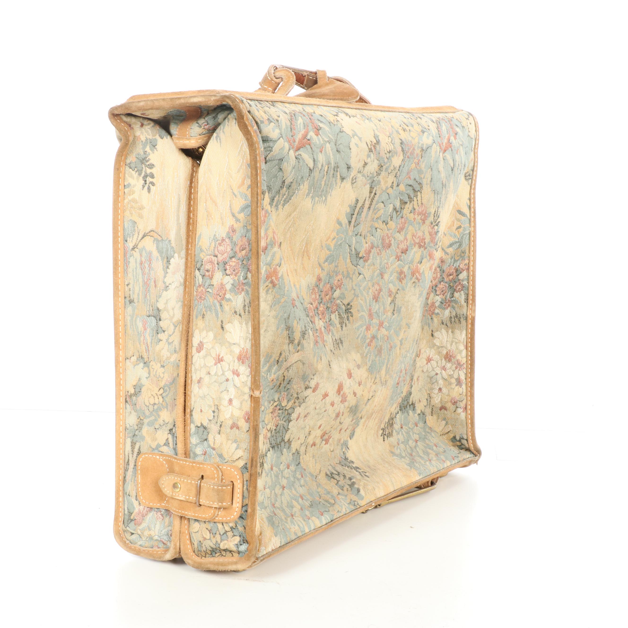 The French Company Floral Tapestry Four-Piece Luggage Set with Suede Trim
