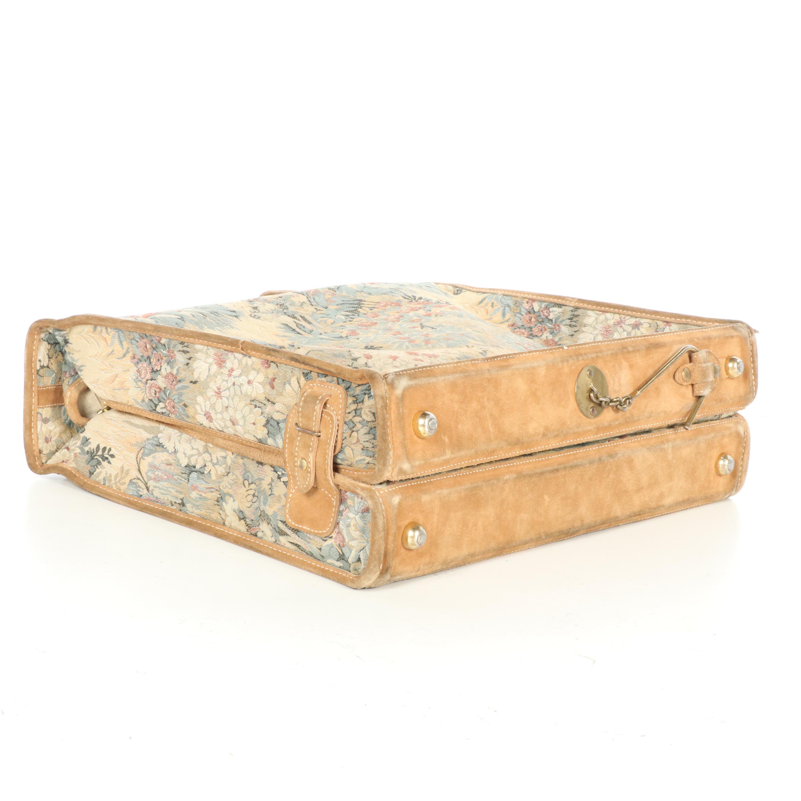 The French Company Floral Tapestry Four-Piece Luggage Set with Suede Trim