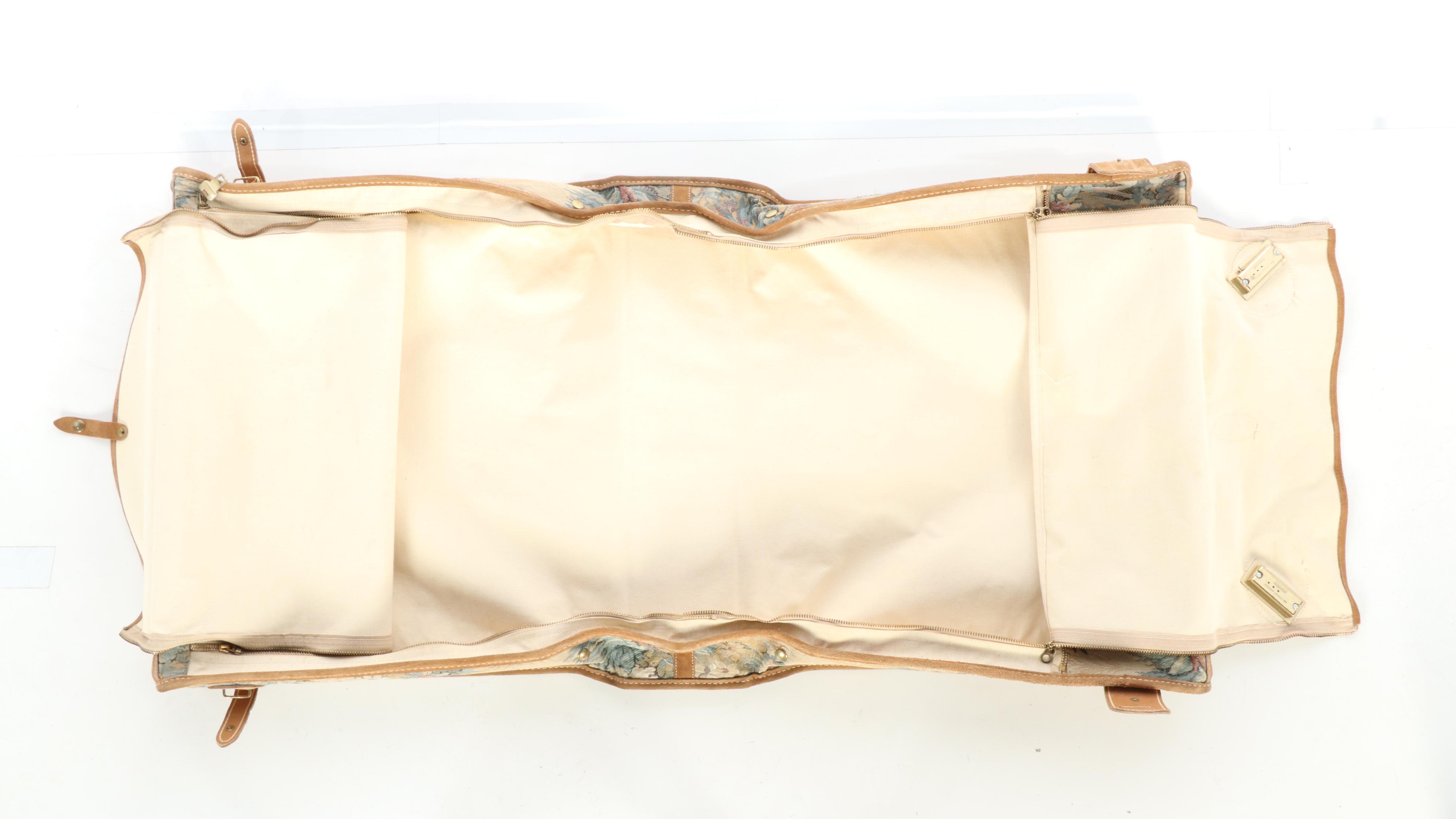 The French Company Floral Tapestry Four-Piece Luggage Set with Suede Trim