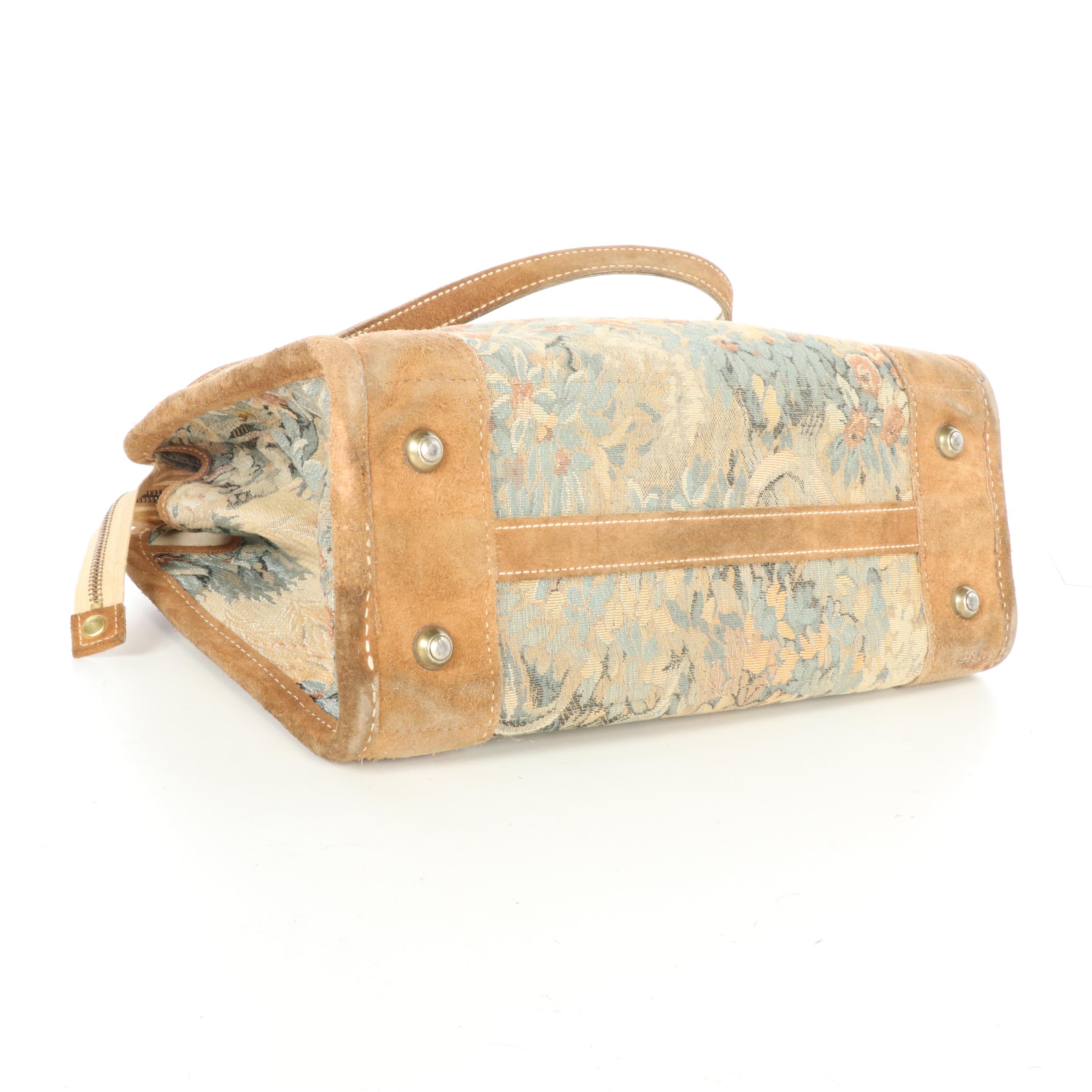 The French Company Floral Tapestry Four-Piece Luggage Set with Suede Trim
