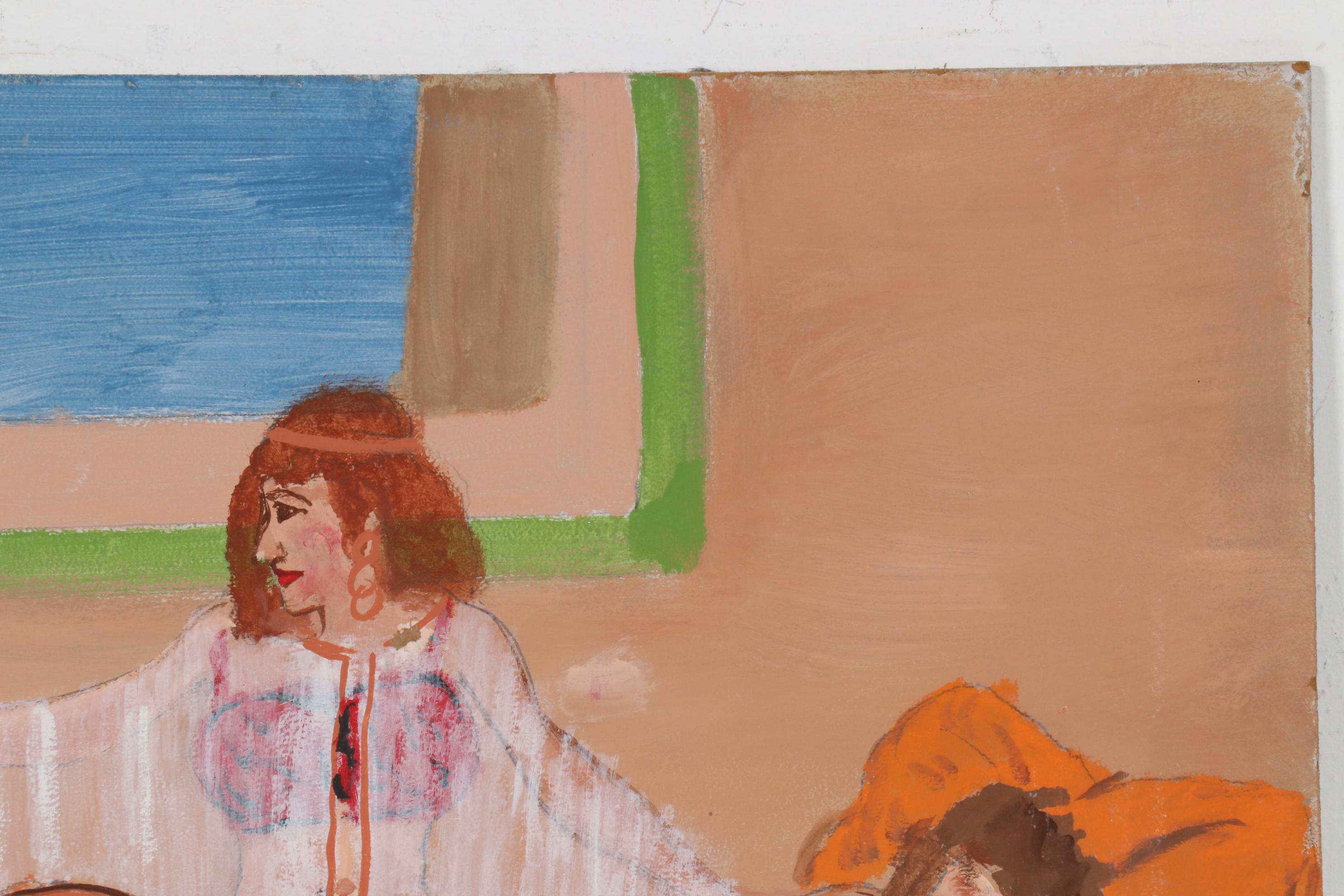 Charles A. Owens Folk Art Acrylic Painting of Samson and Delilah