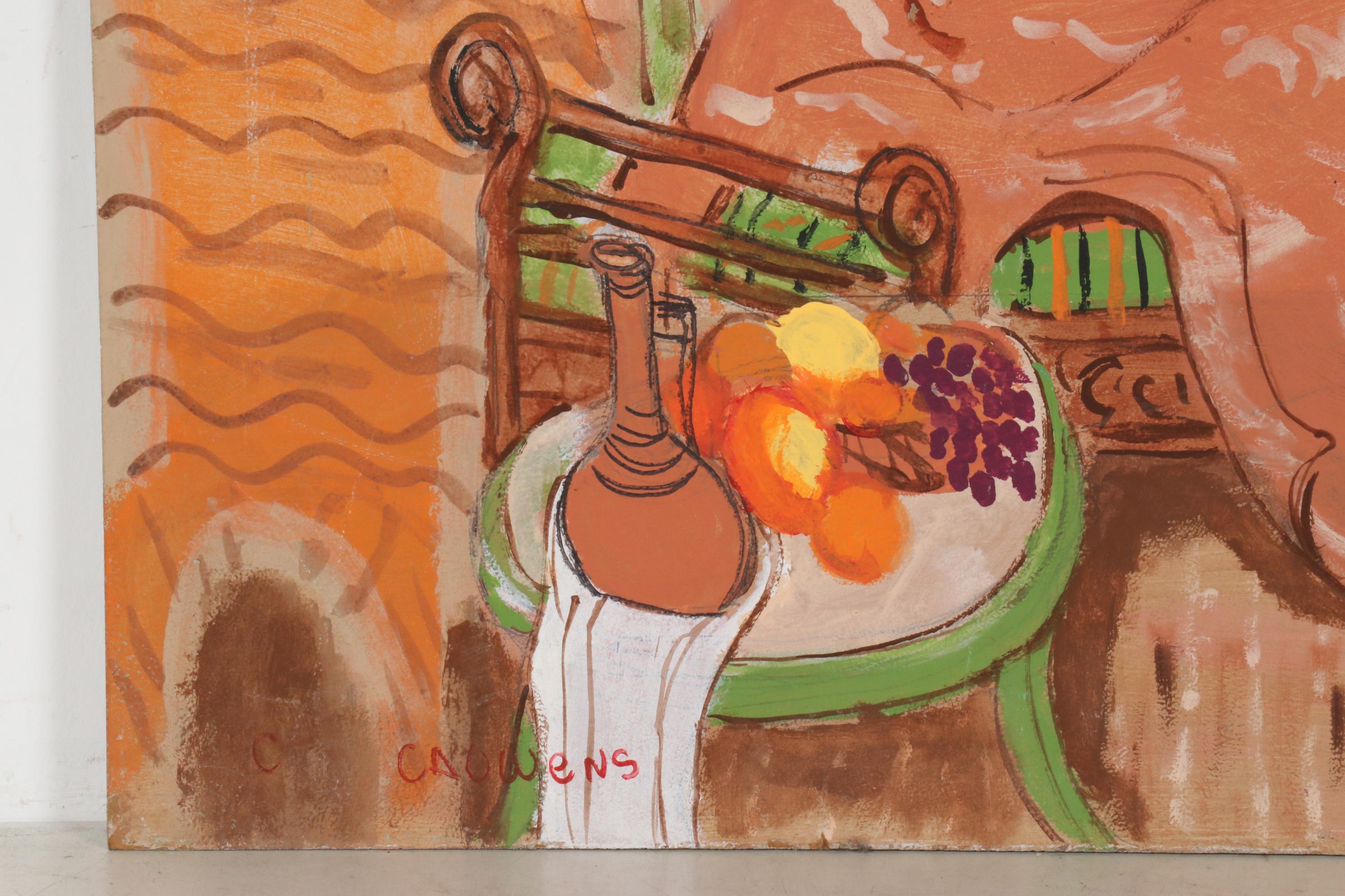 Charles A. Owens Folk Art Acrylic Painting of Samson and Delilah