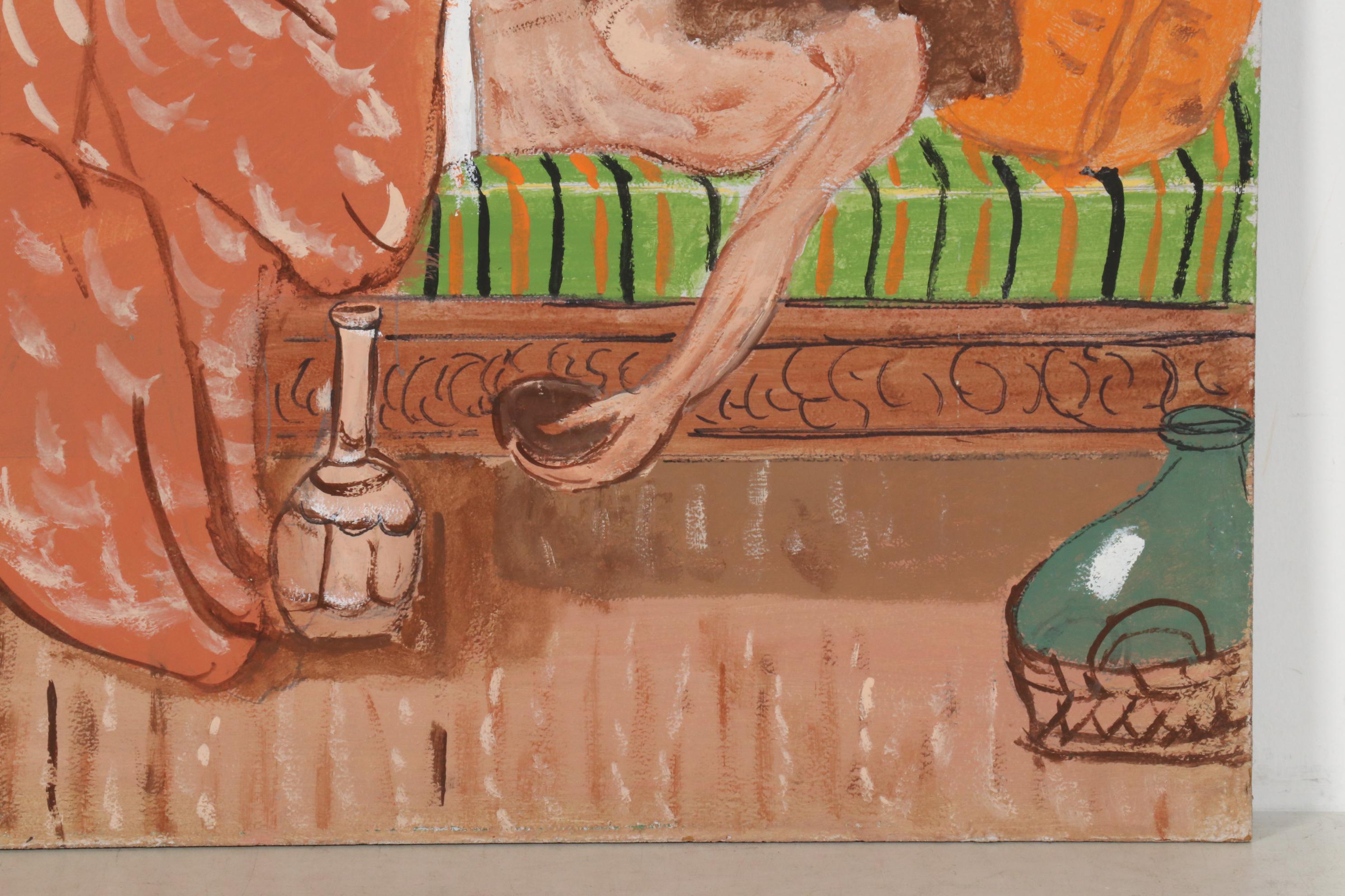 Charles A. Owens Folk Art Acrylic Painting of Samson and Delilah