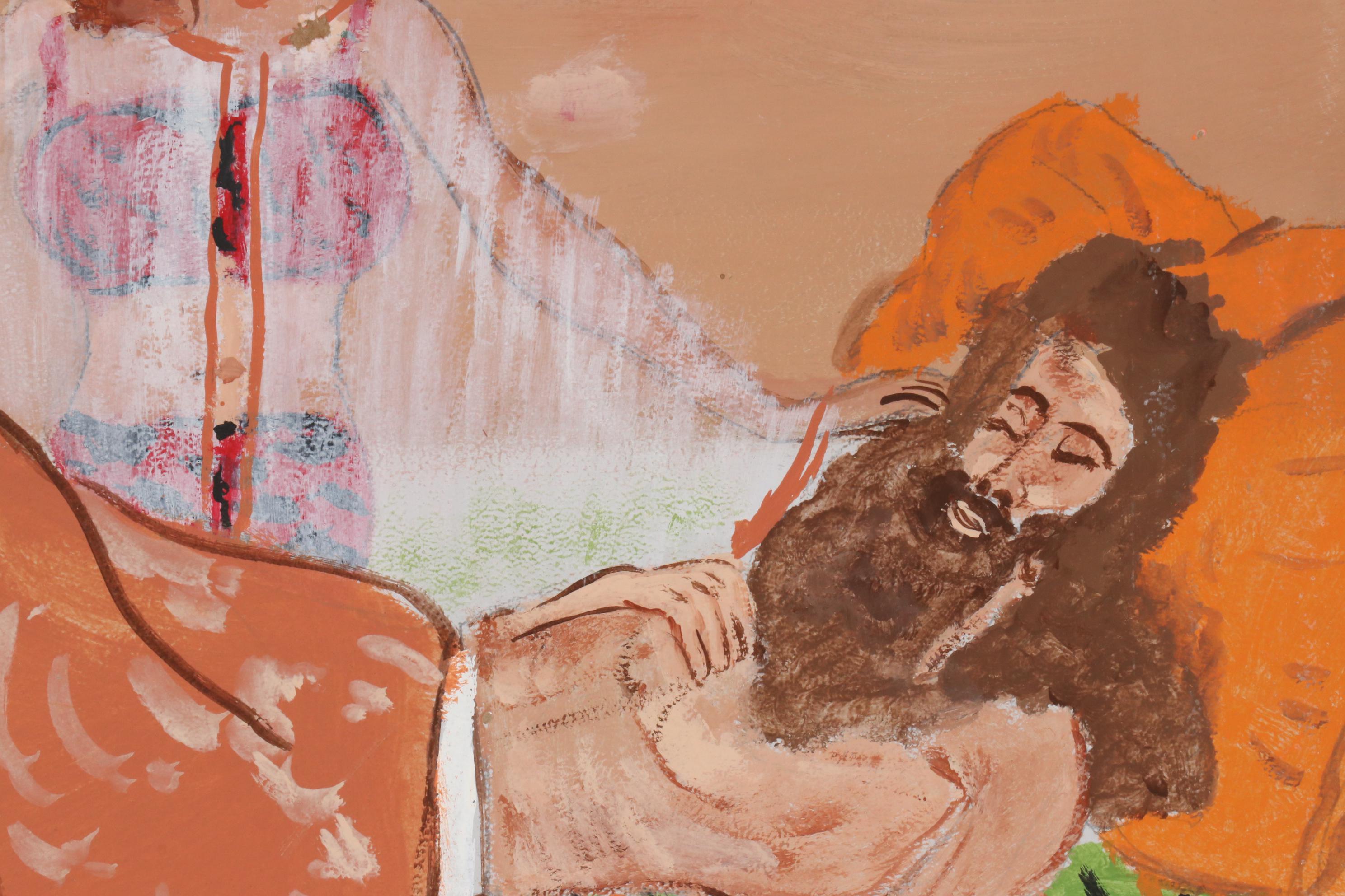 Charles A. Owens Folk Art Acrylic Painting of Samson and Delilah