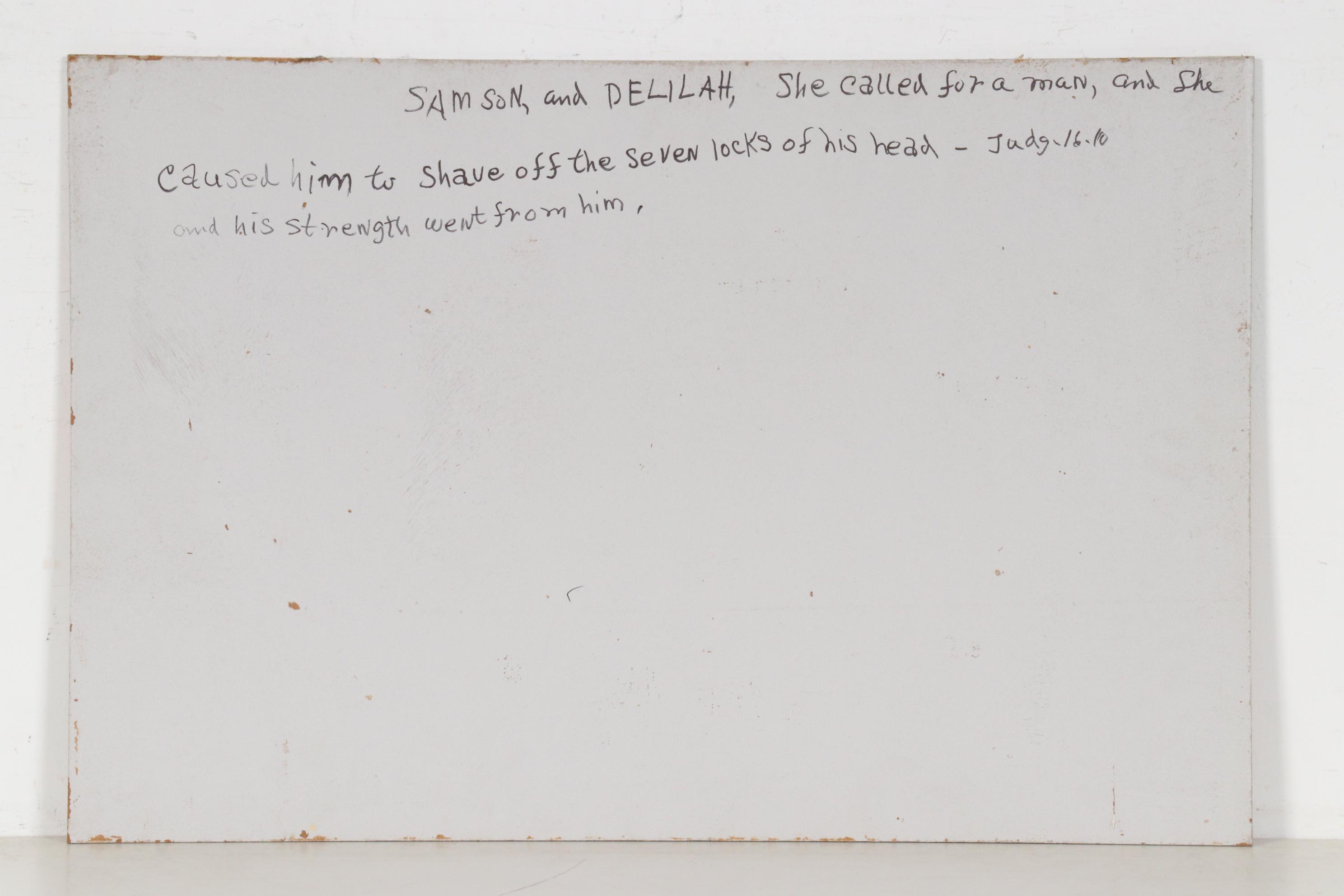 Charles A. Owens Folk Art Acrylic Painting of Samson and Delilah