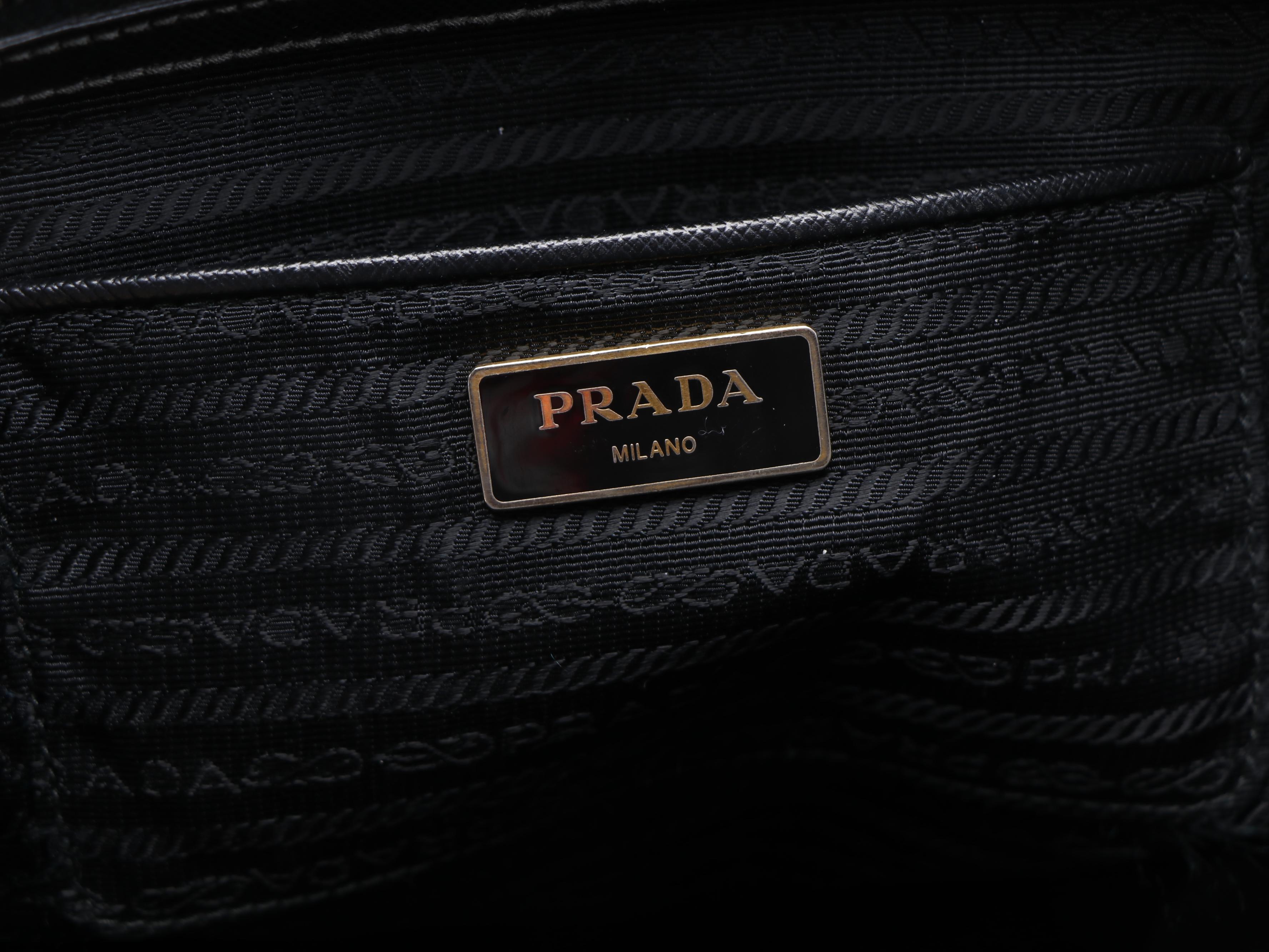 Prada Black Saffiano Leather Double Zip Tote Bag