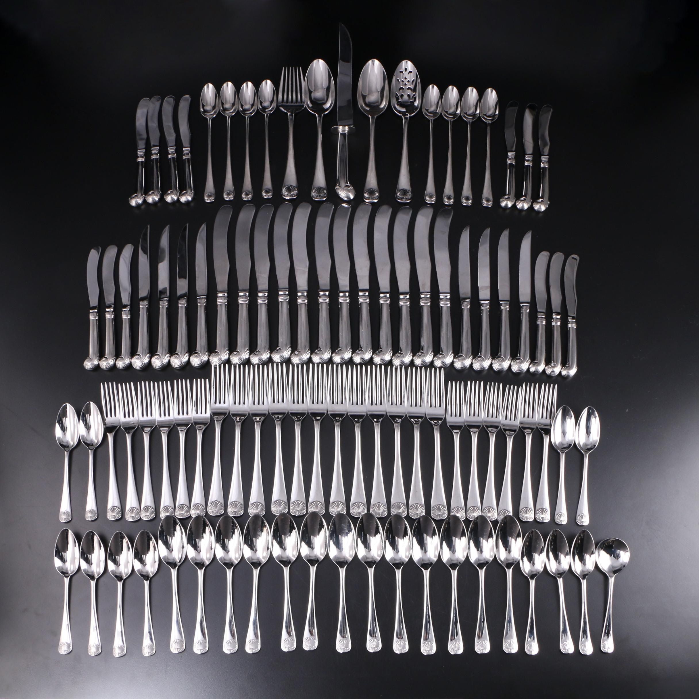 Kirk-Stieff "Williamsburg Royal Shell" 18/8 Stainless Steel Flatware