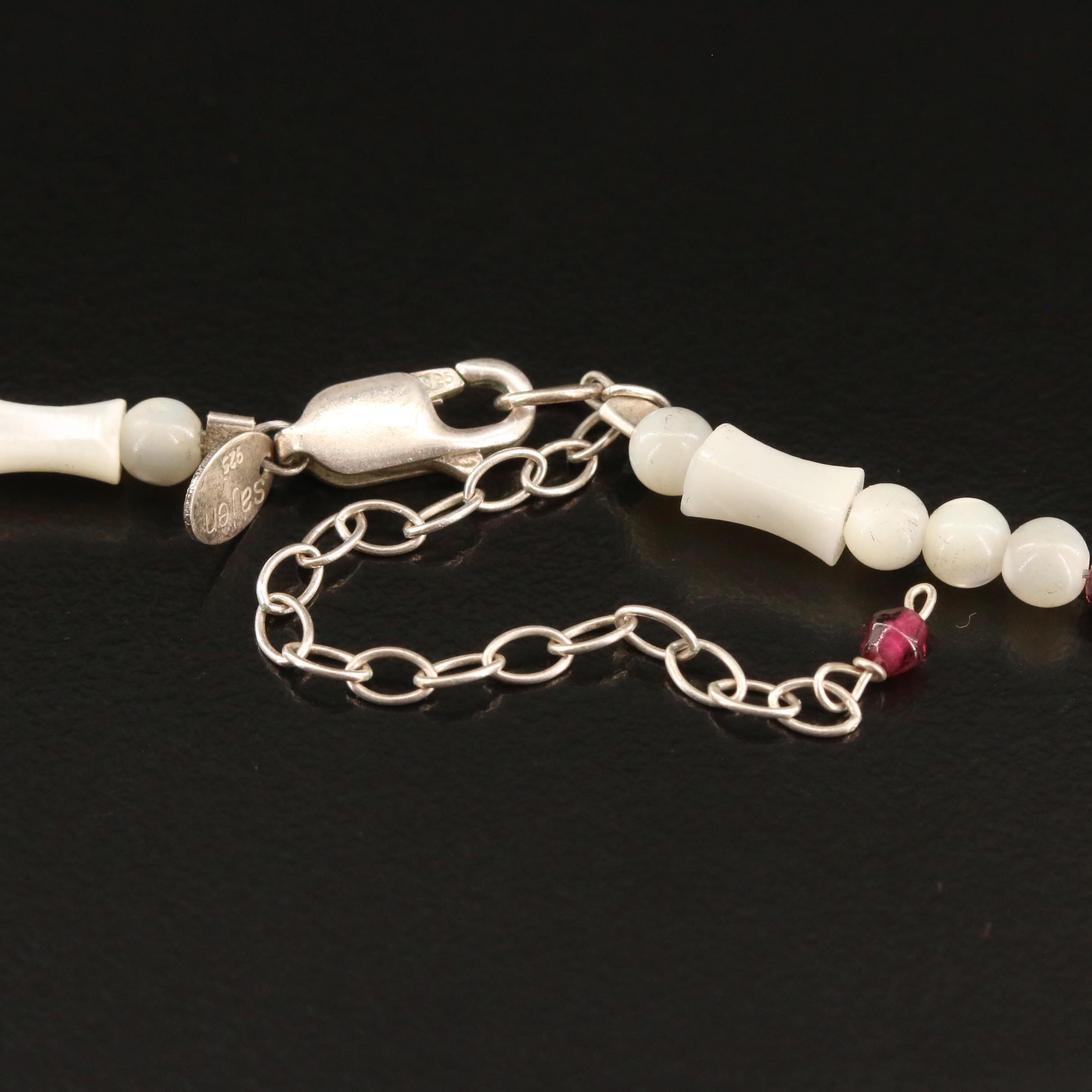 Sajen Sterling Silver Multi-Gemstone Floral Heart Pendant Necklace