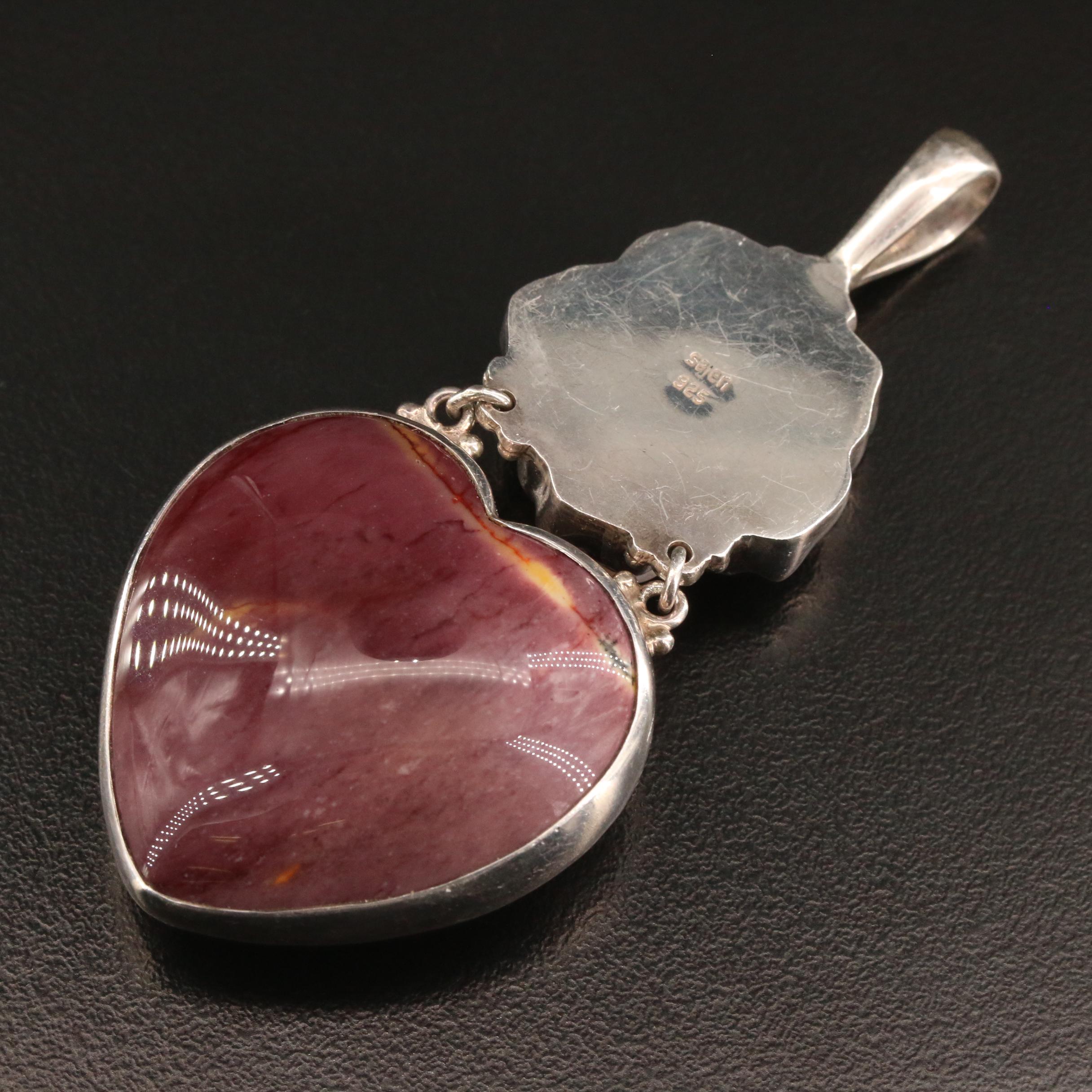 Sajen Sterling Silver Multi-Gemstone Floral Heart Pendant Necklace