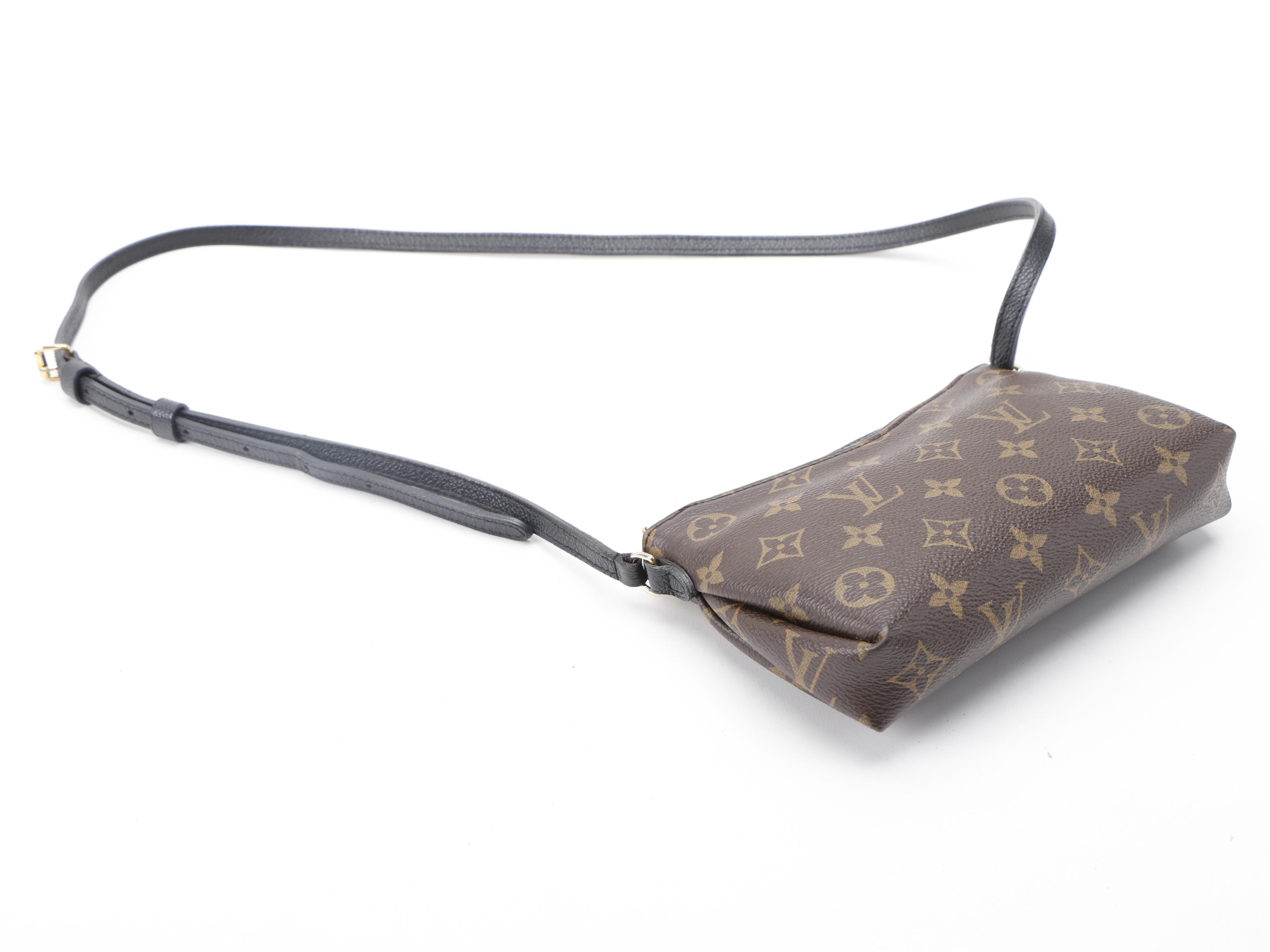 Louis Vuitton Pallas Clutch Bag in Monogram Canvas and Black Leather