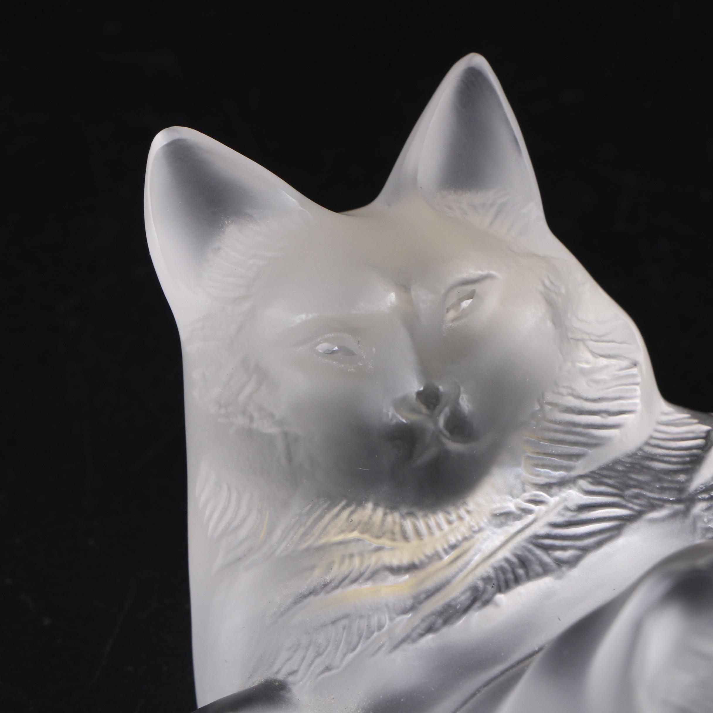 Lalique "Happy and Heggie" Frosted Crystal Cats Figurine