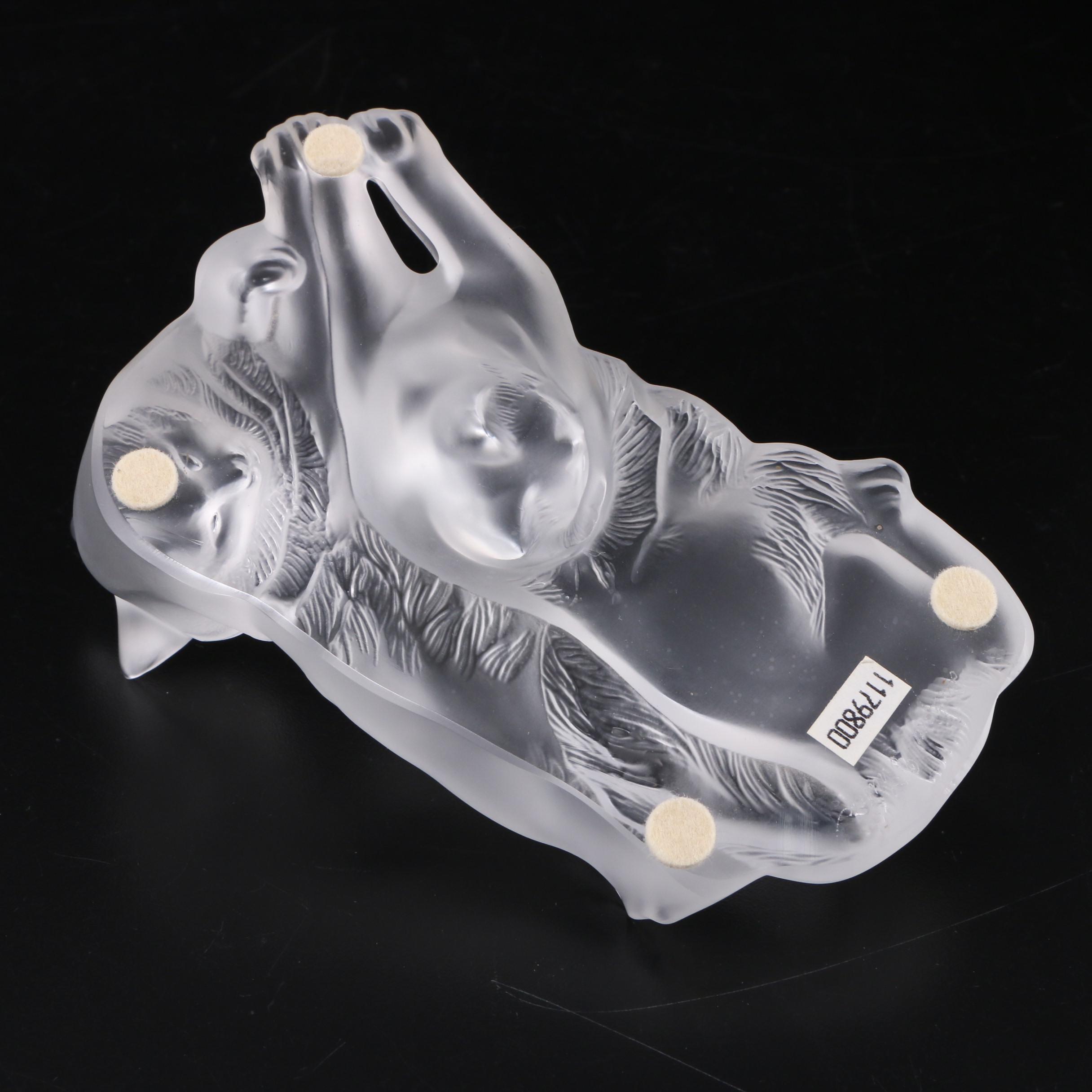 Lalique "Happy and Heggie" Frosted Crystal Cats Figurine