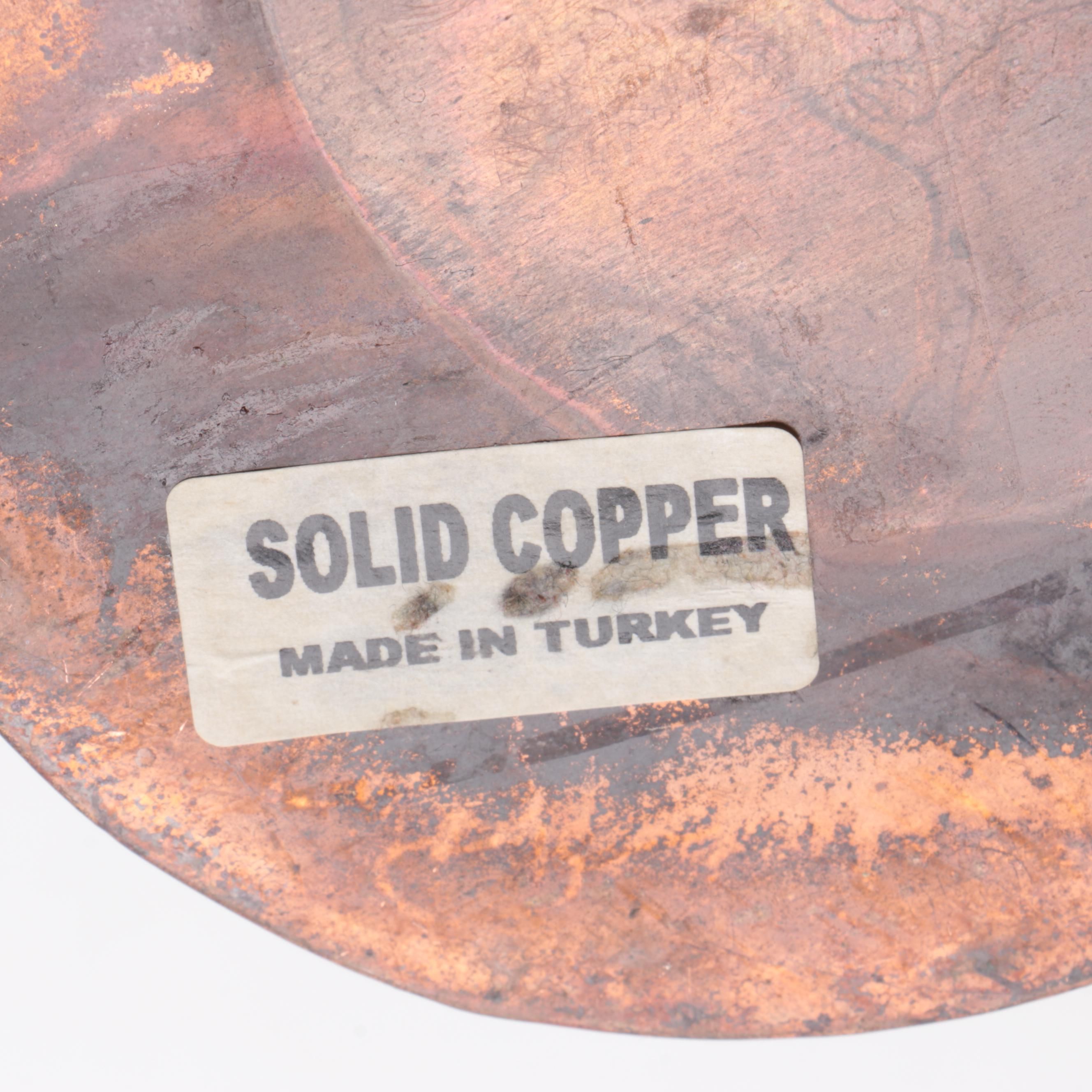 Turkish Hammered Solid Copper Vase, Late 20th to 21st Century