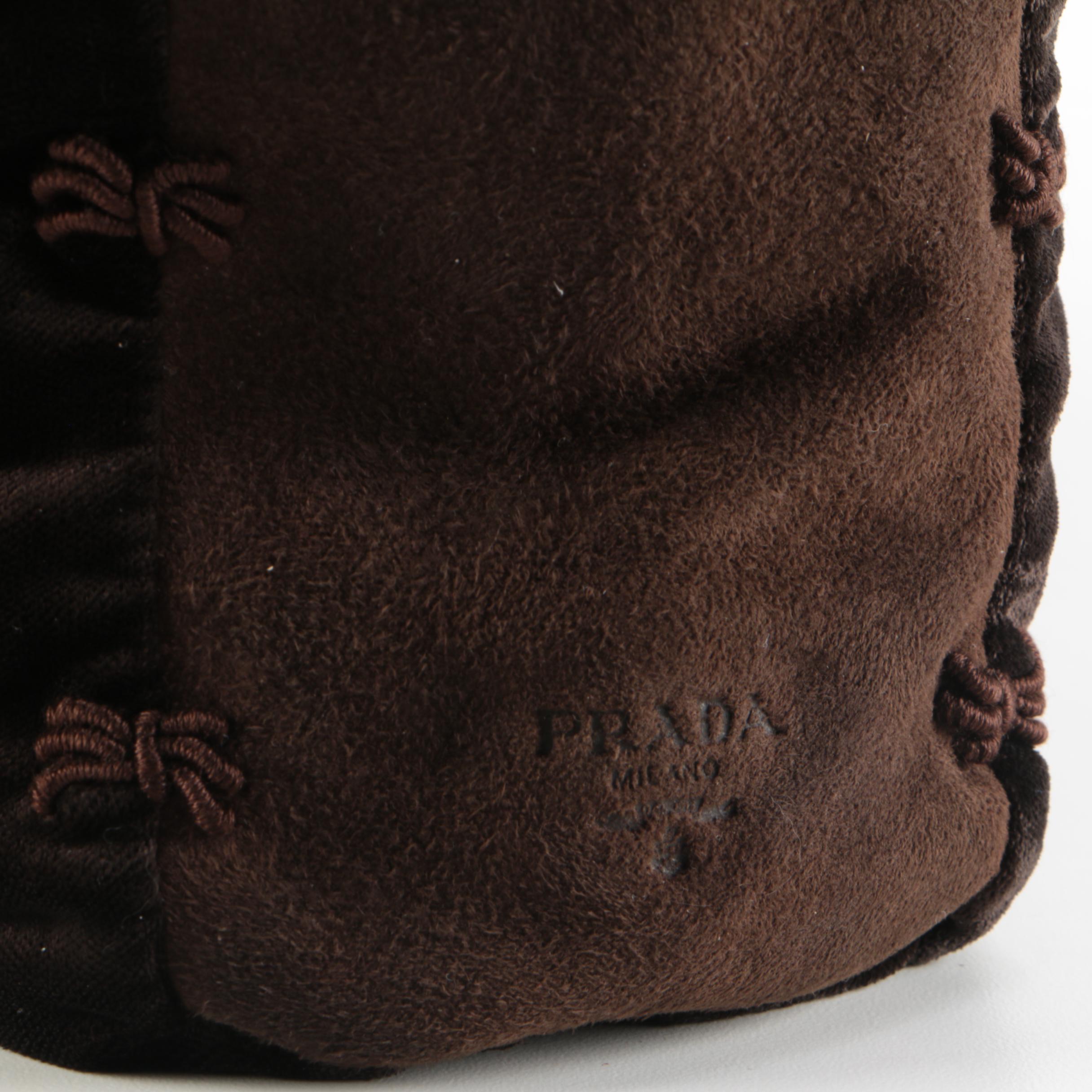 Prada Brown Velvet and Suede Corded Fabric Tote