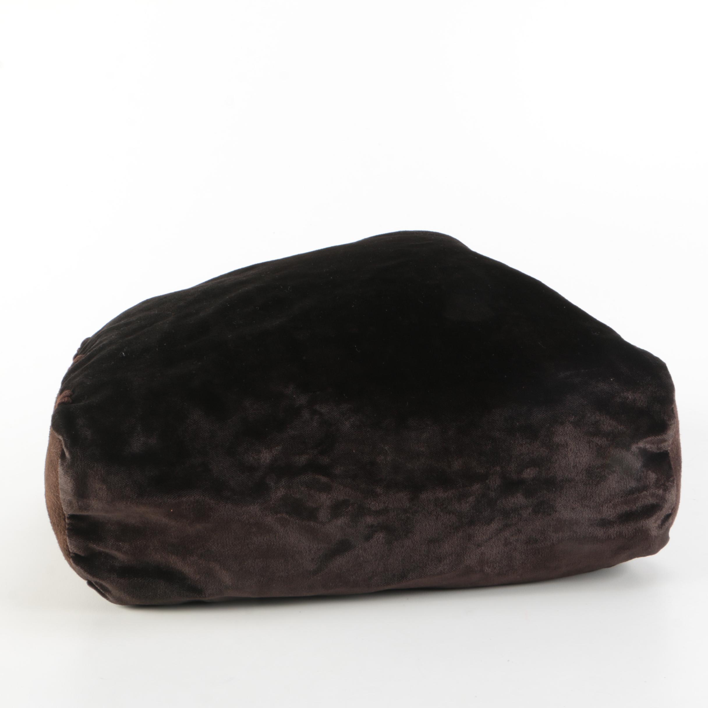 Prada Brown Velvet and Suede Corded Fabric Tote