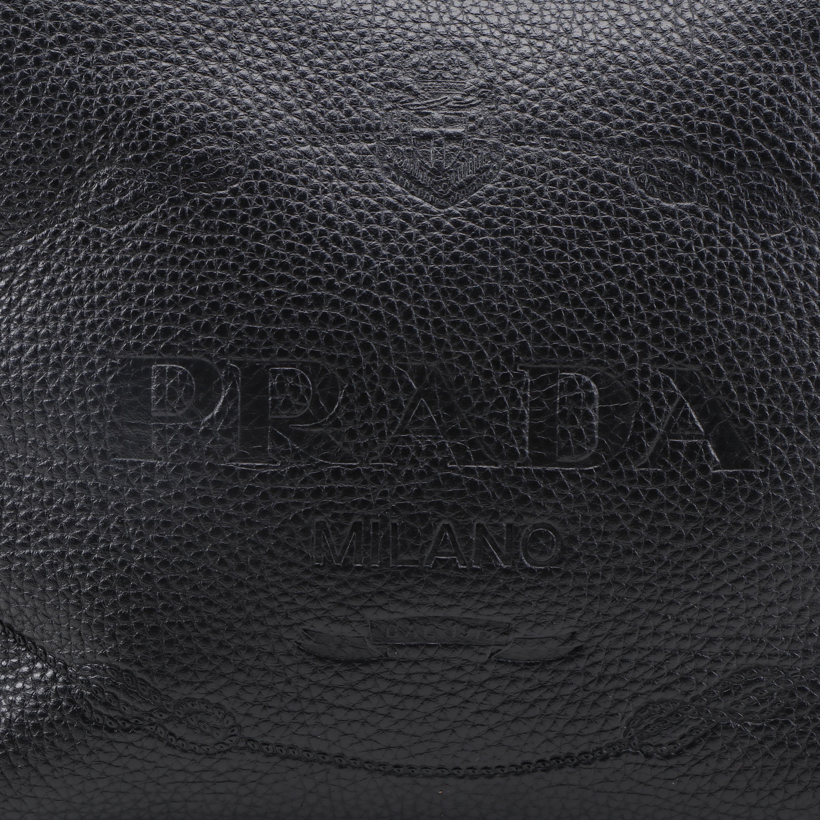 Prada Embossed Logo Black Daino Vitello Shoulder Bag