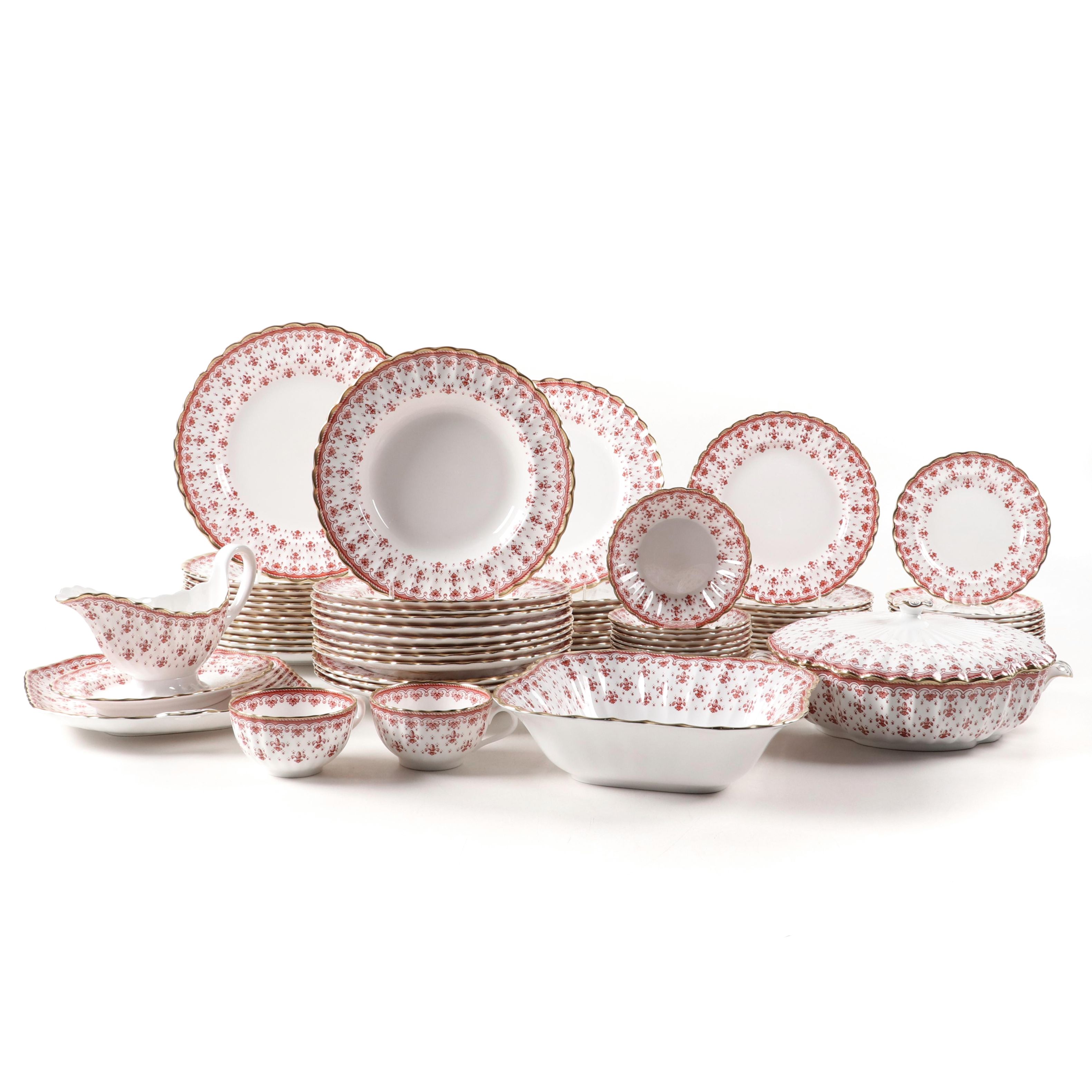 Spode "Fleur de Lys" Red Bone China Dinnerware, 1961–1994