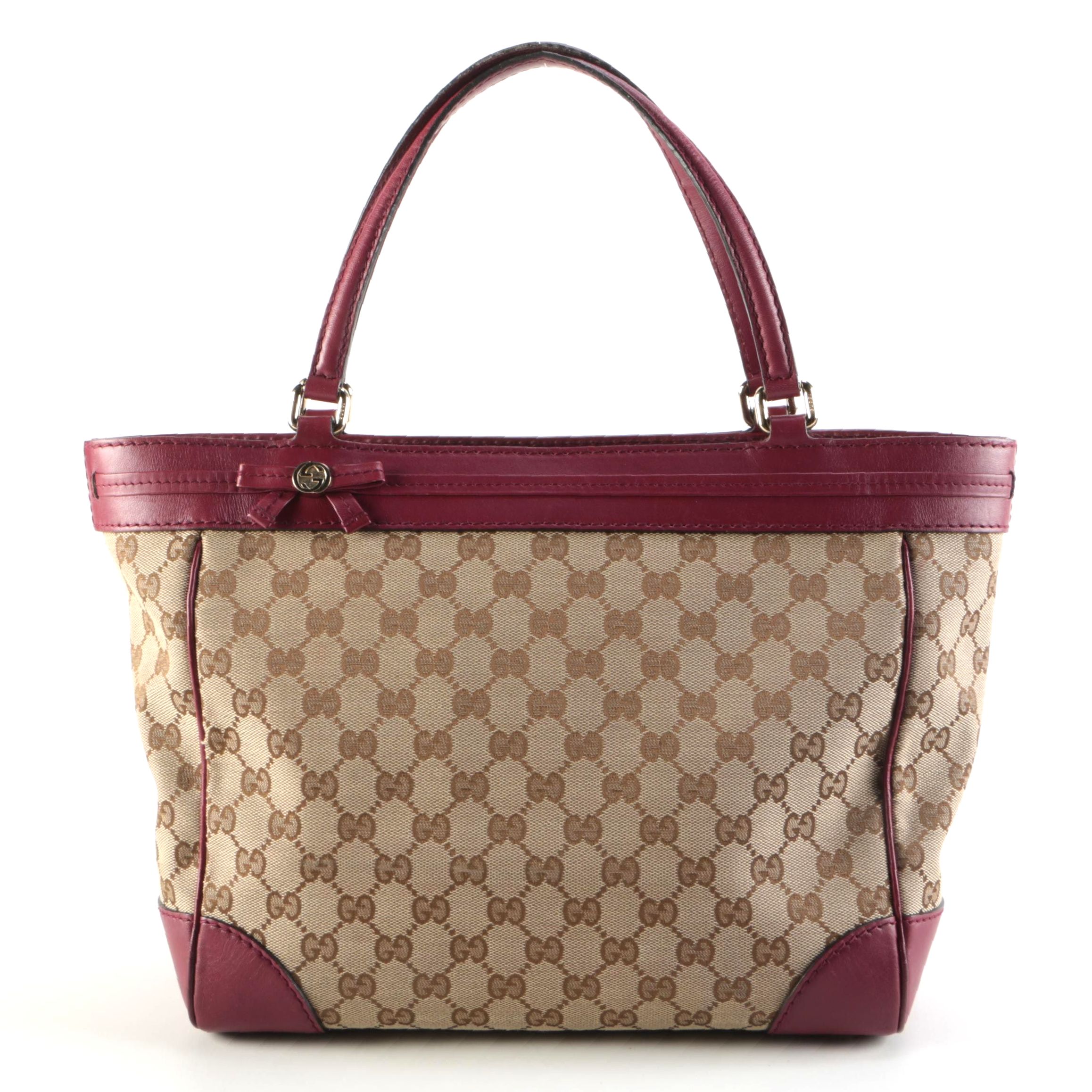 Gucci Mayfair GG Canvas and Purple Leather Tote