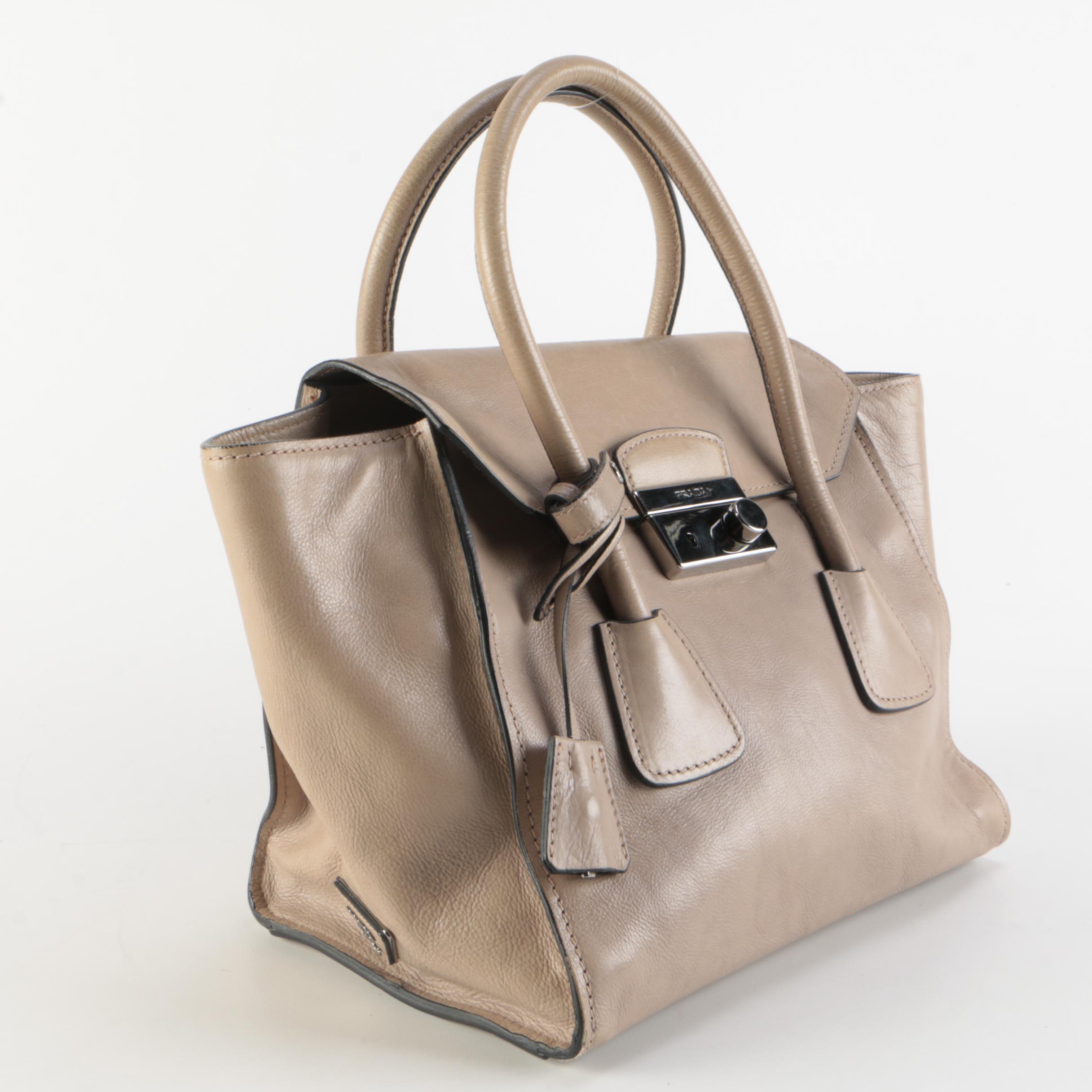 Prada Two-Way Sound Satchel in Pomice Glace Calfskin Leather