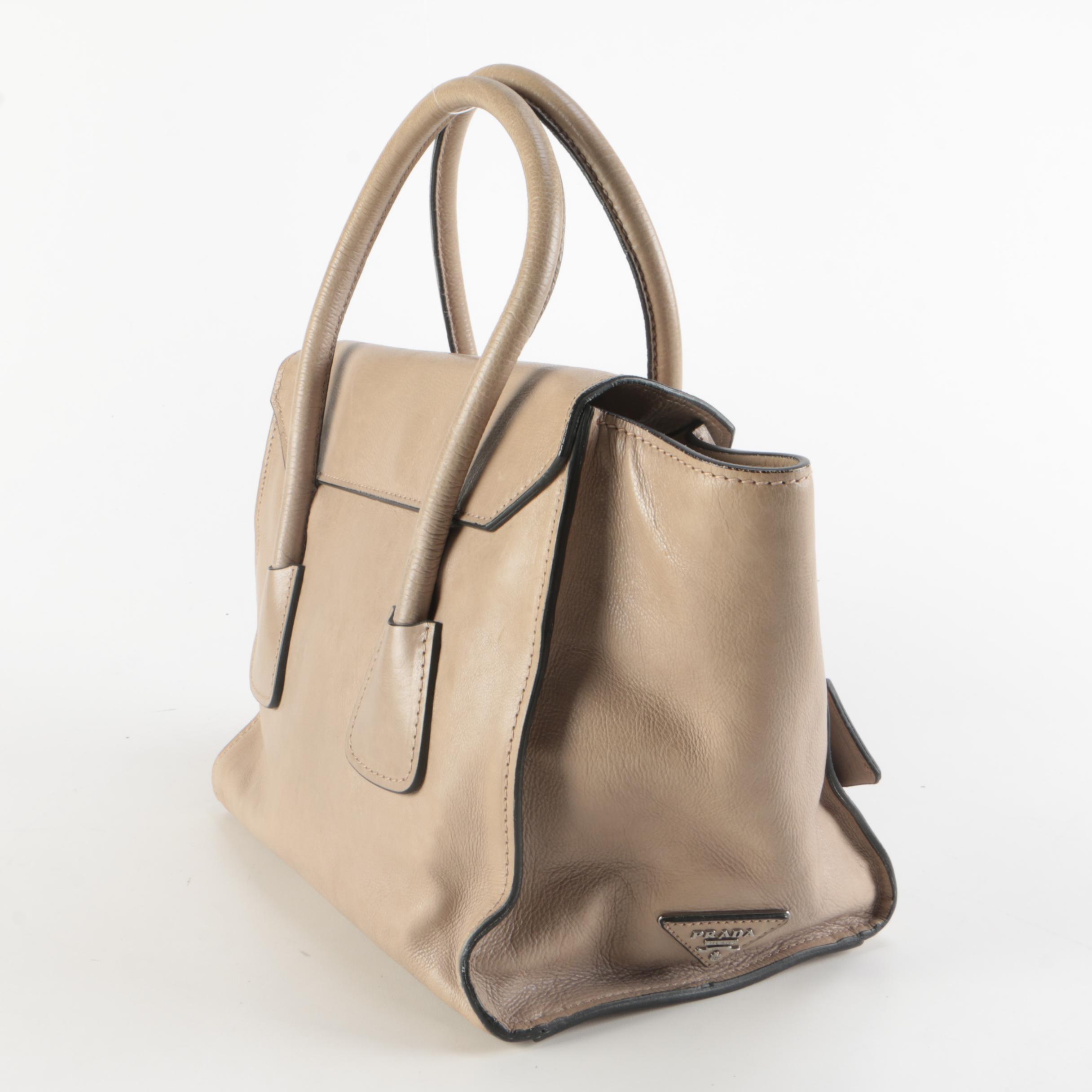 Prada Two-Way Sound Satchel in Pomice Glace Calfskin Leather