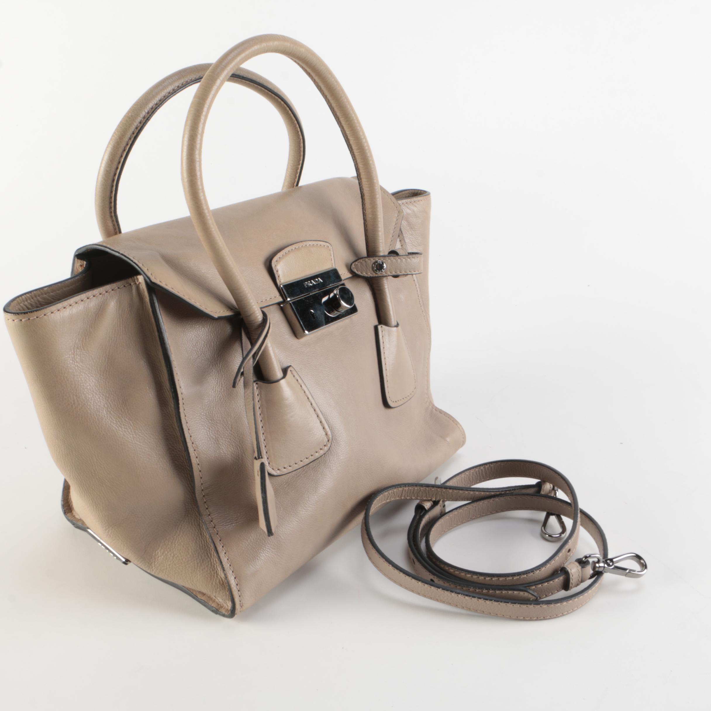 Prada Two-Way Sound Satchel in Pomice Glace Calfskin Leather