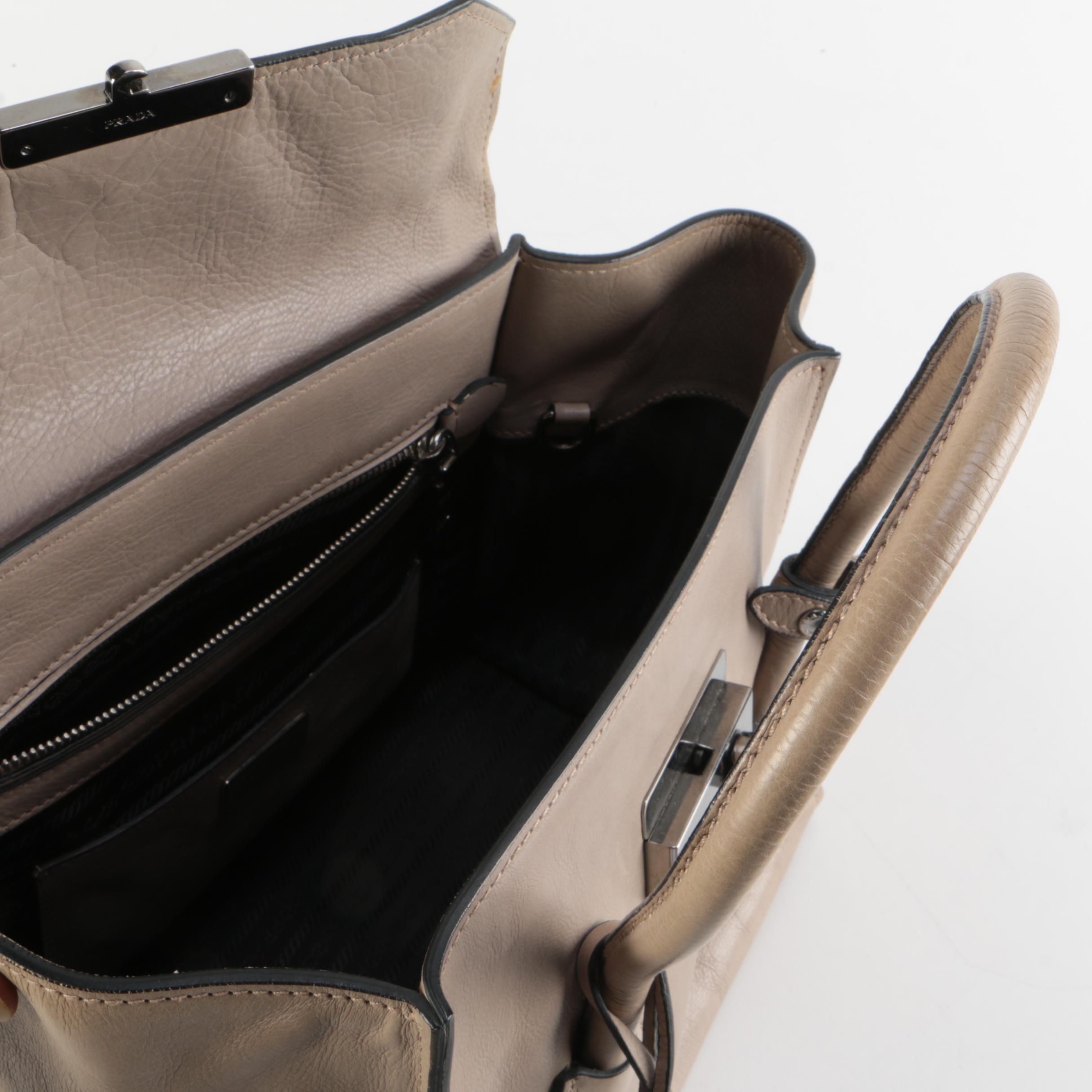 Prada Two-Way Sound Satchel in Pomice Glace Calfskin Leather