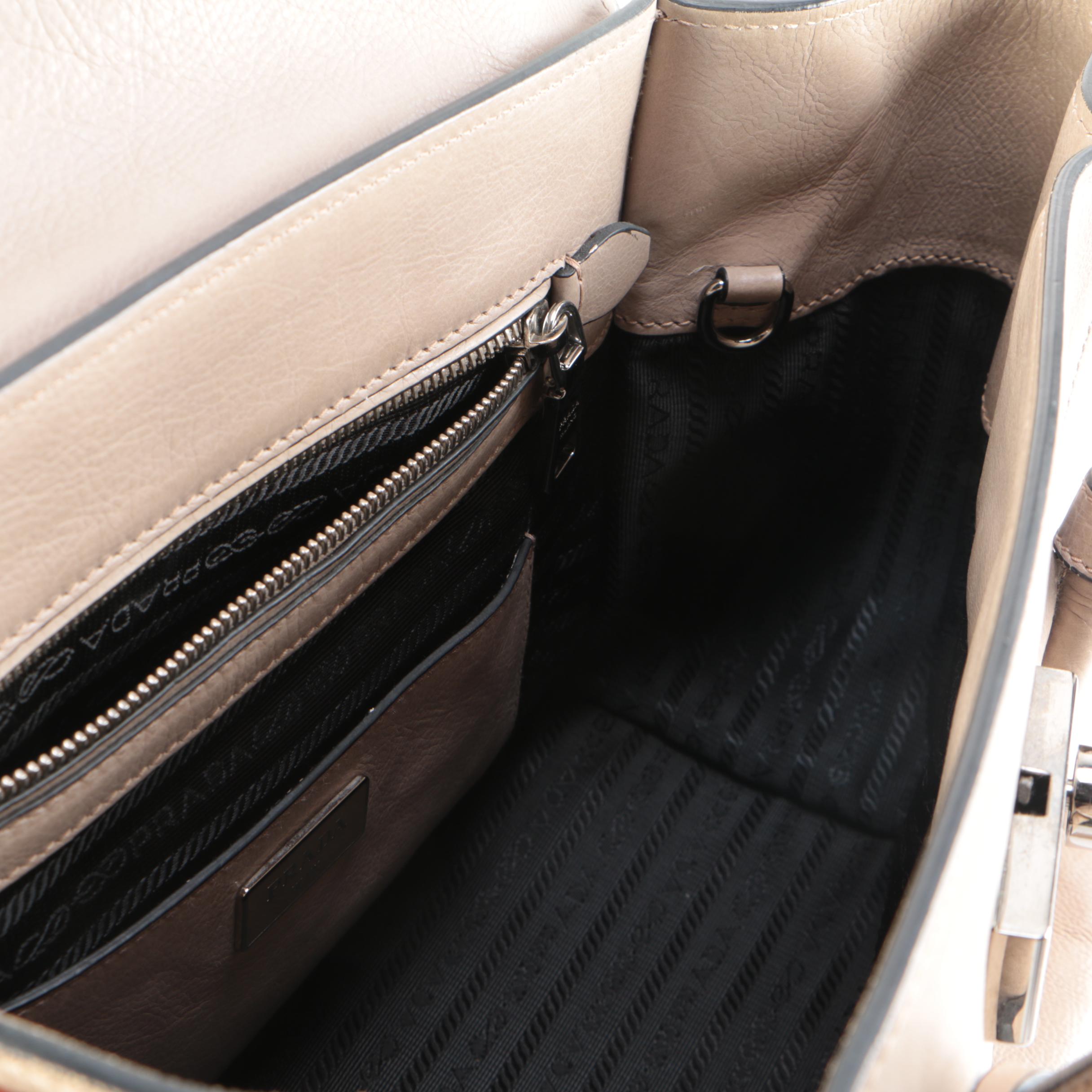 Prada Two-Way Sound Satchel in Pomice Glace Calfskin Leather