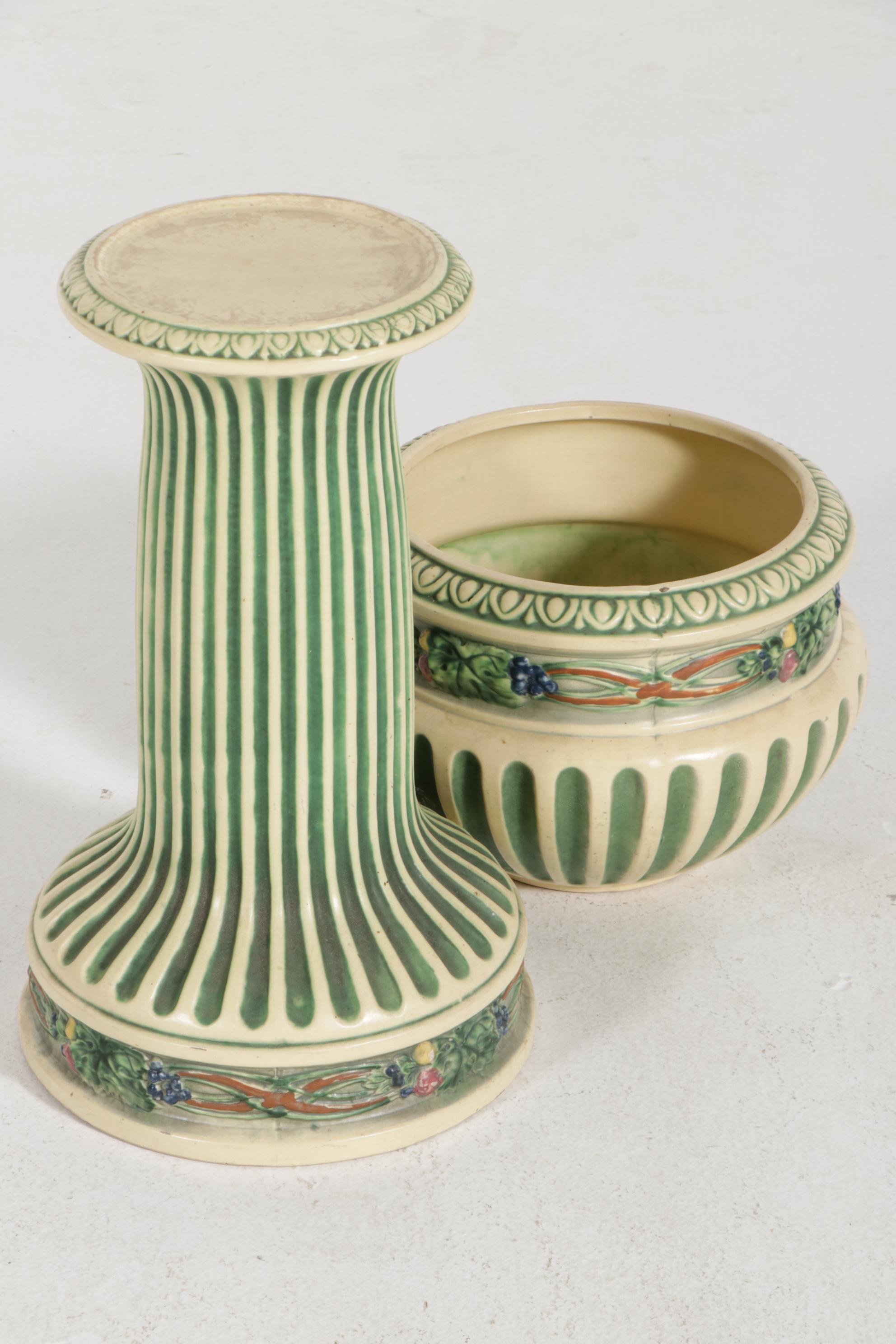 Roseville Pottery "Corinthian" Jardinière with Pedestal, Early/Mid 20th Century
