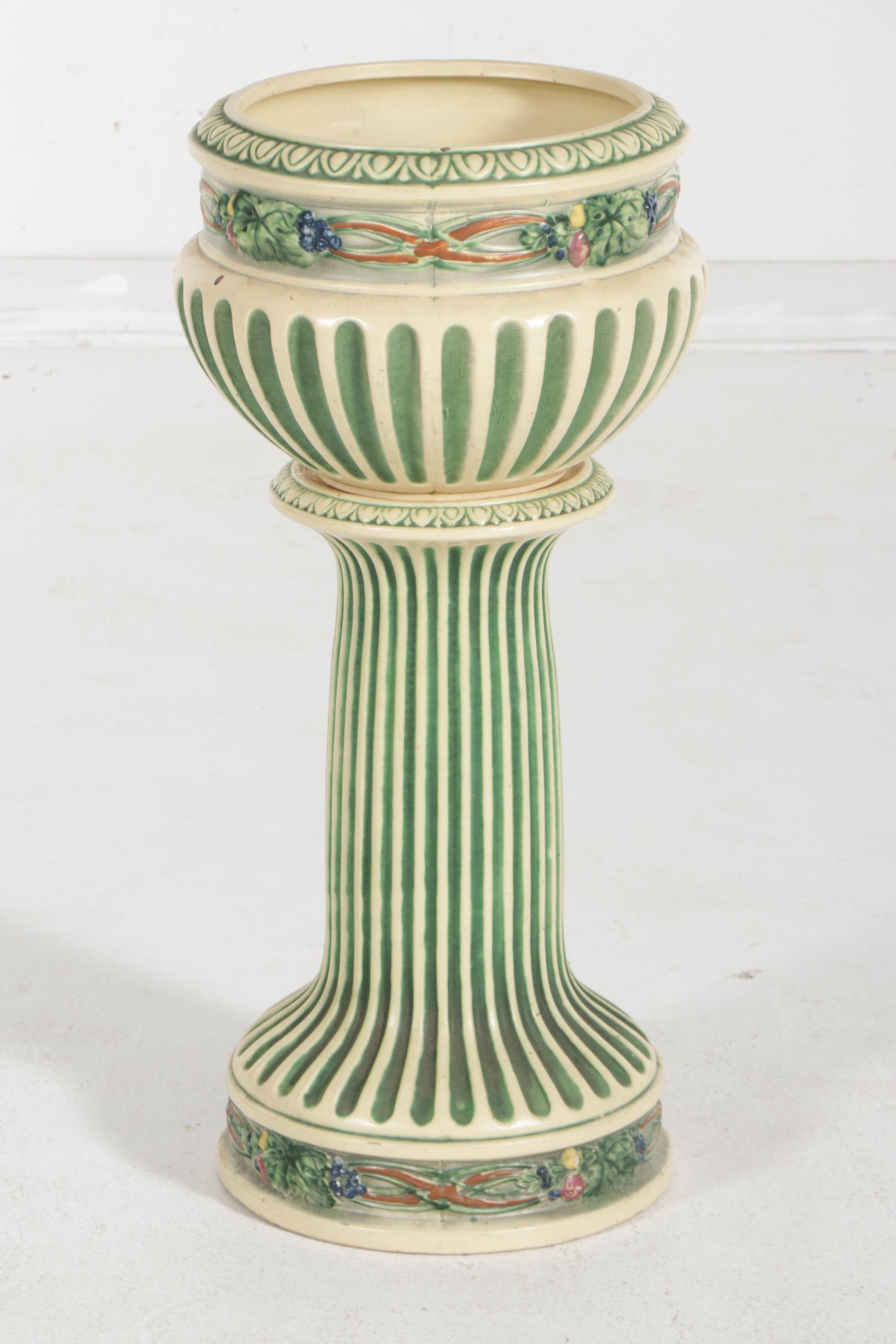 Roseville Pottery "Corinthian" Jardinière with Pedestal, Early/Mid 20th Century