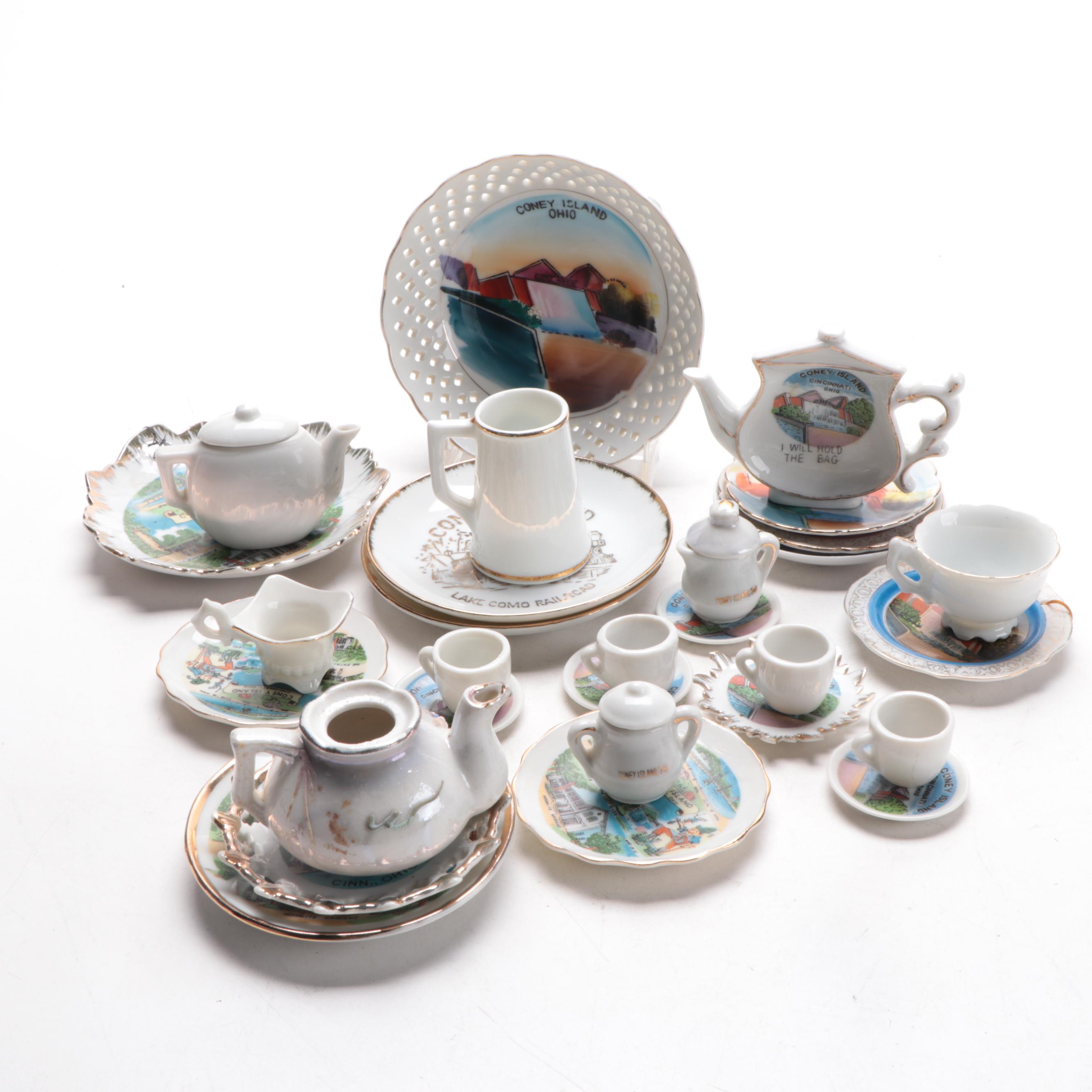 Coney Island Miniature Porcelain Including Tea Pots, Cups, Saucers, Plates