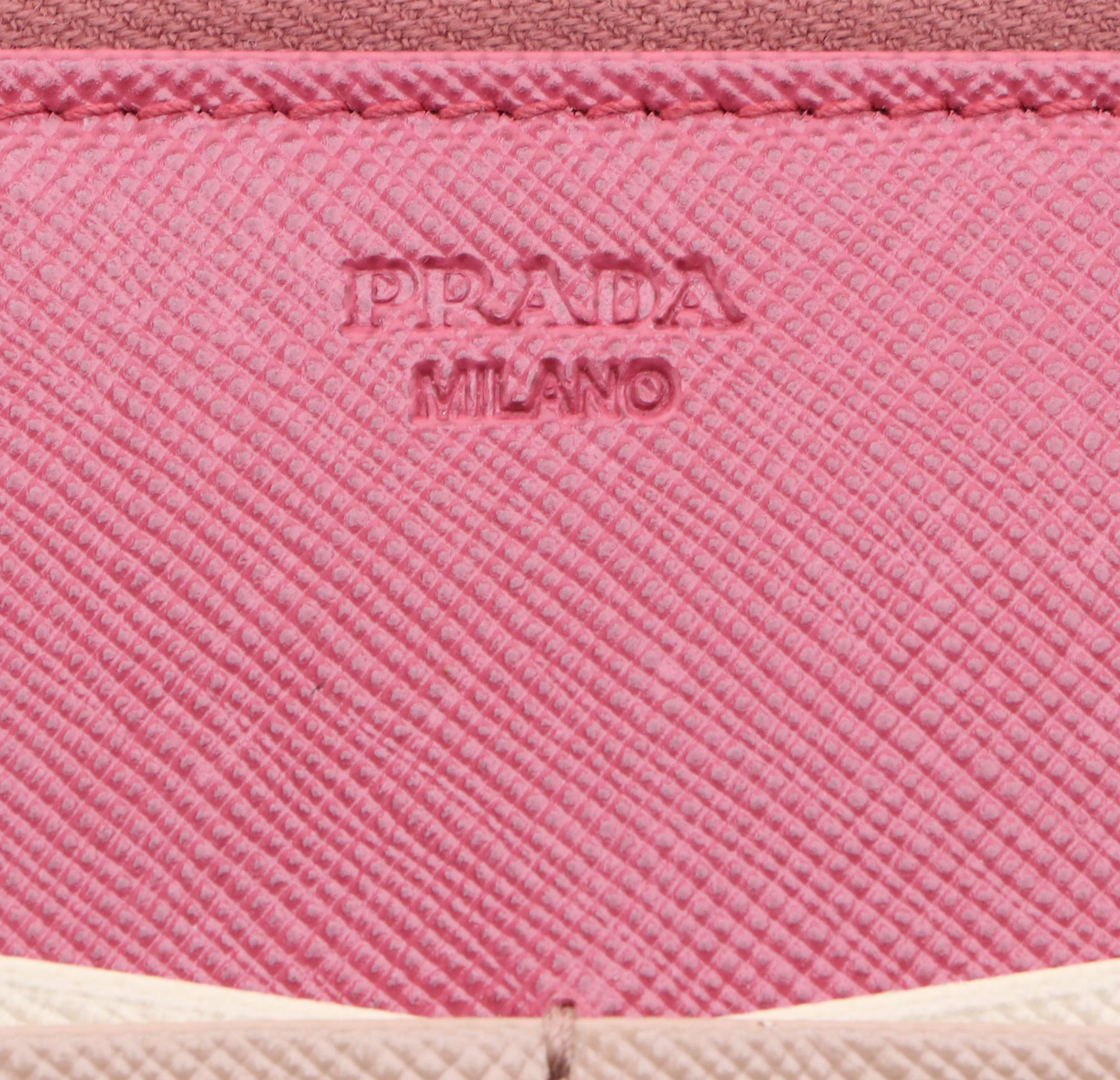 Prada Saffiano Multi Document Travel Wallet in Fuoco and Bruyer