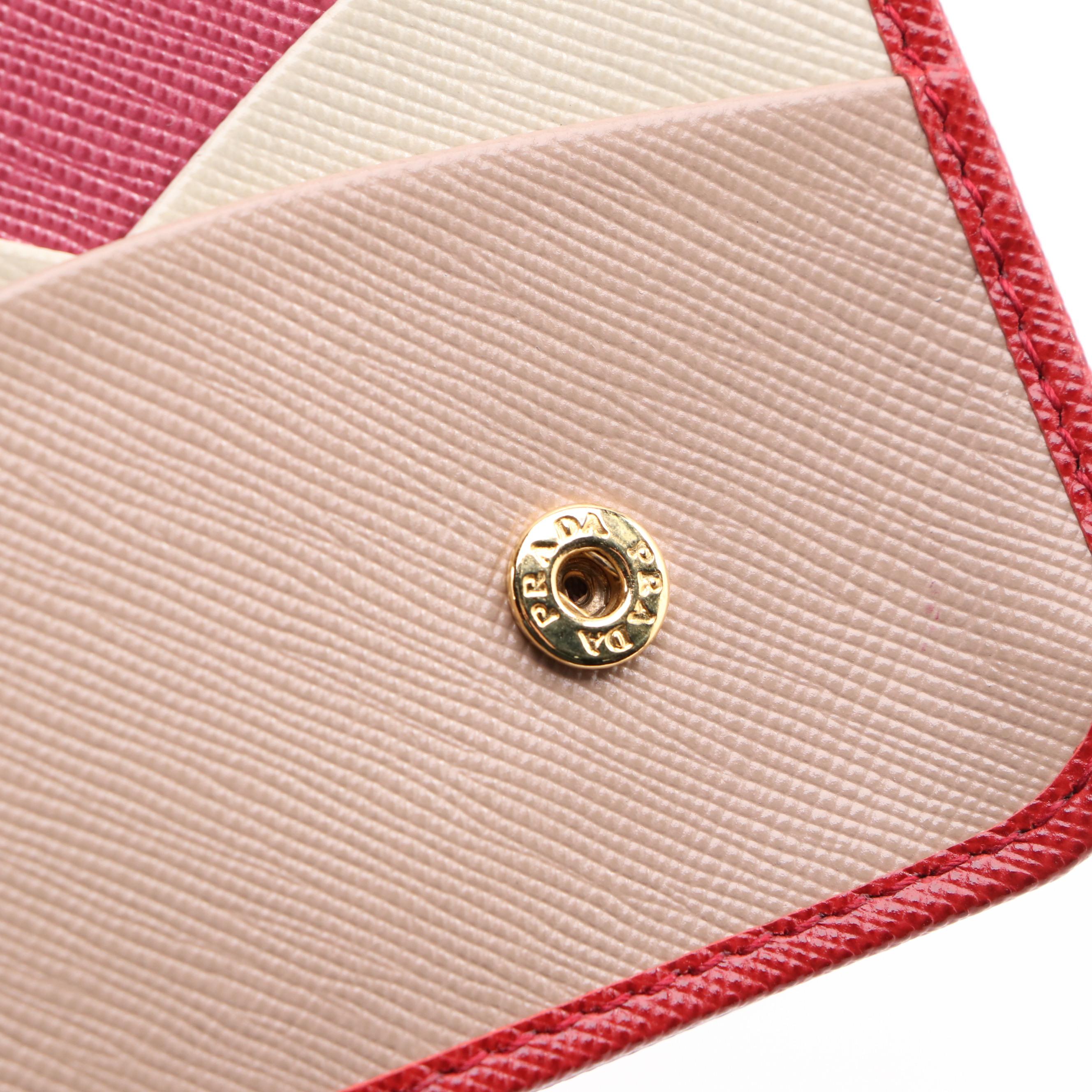 Prada Saffiano Multi Document Travel Wallet in Fuoco and Bruyer