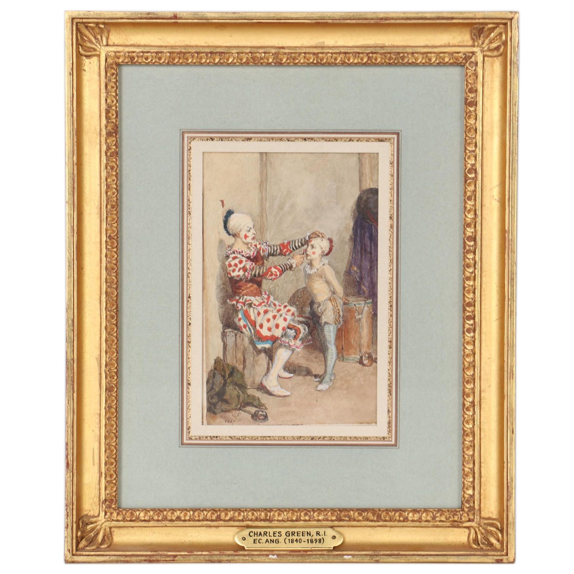 Charles Green Watercolor Painting  "In Lupio's Footsteps," 1867