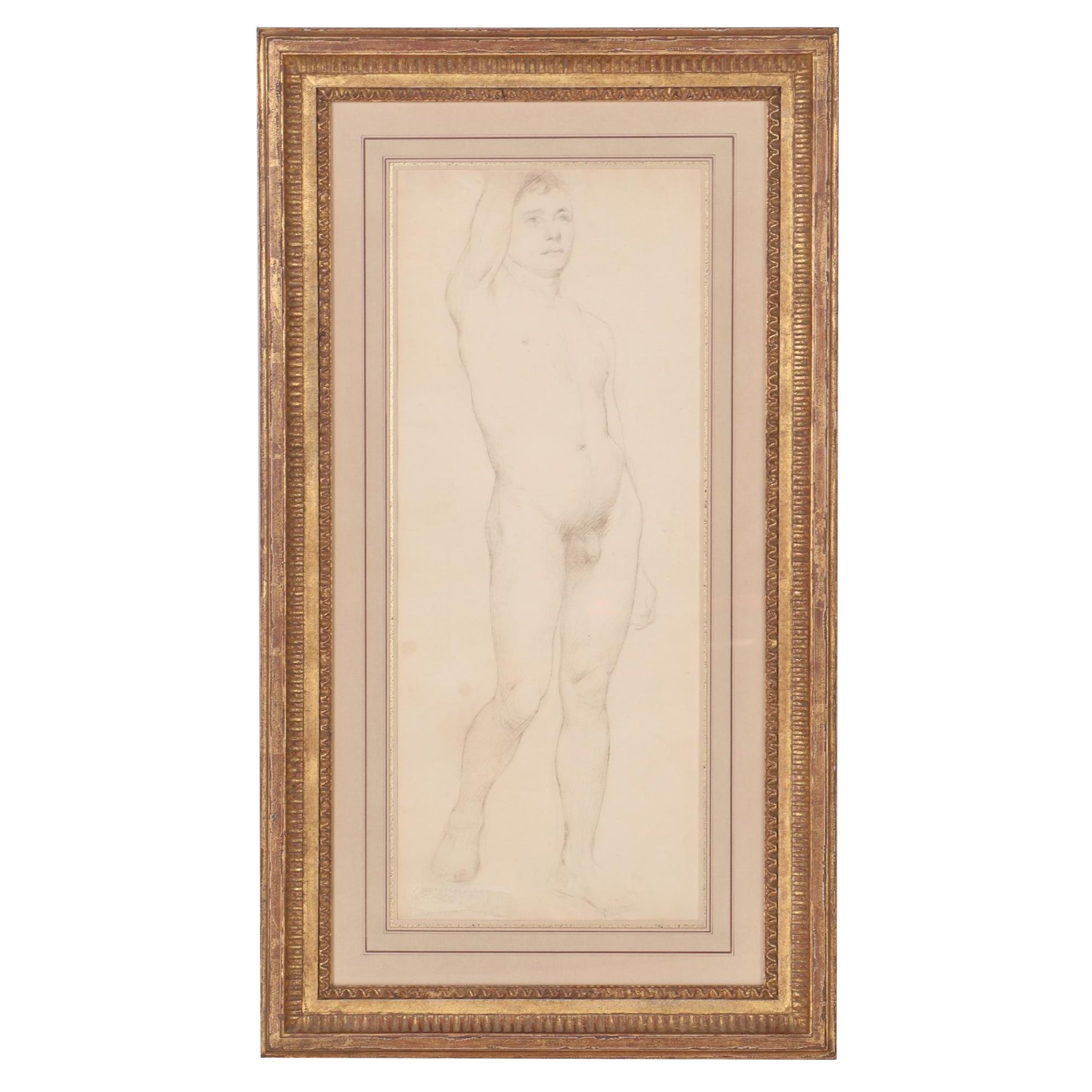 Dennis Miller Bunker, Drawing of a Male Nude, Late 19th Century