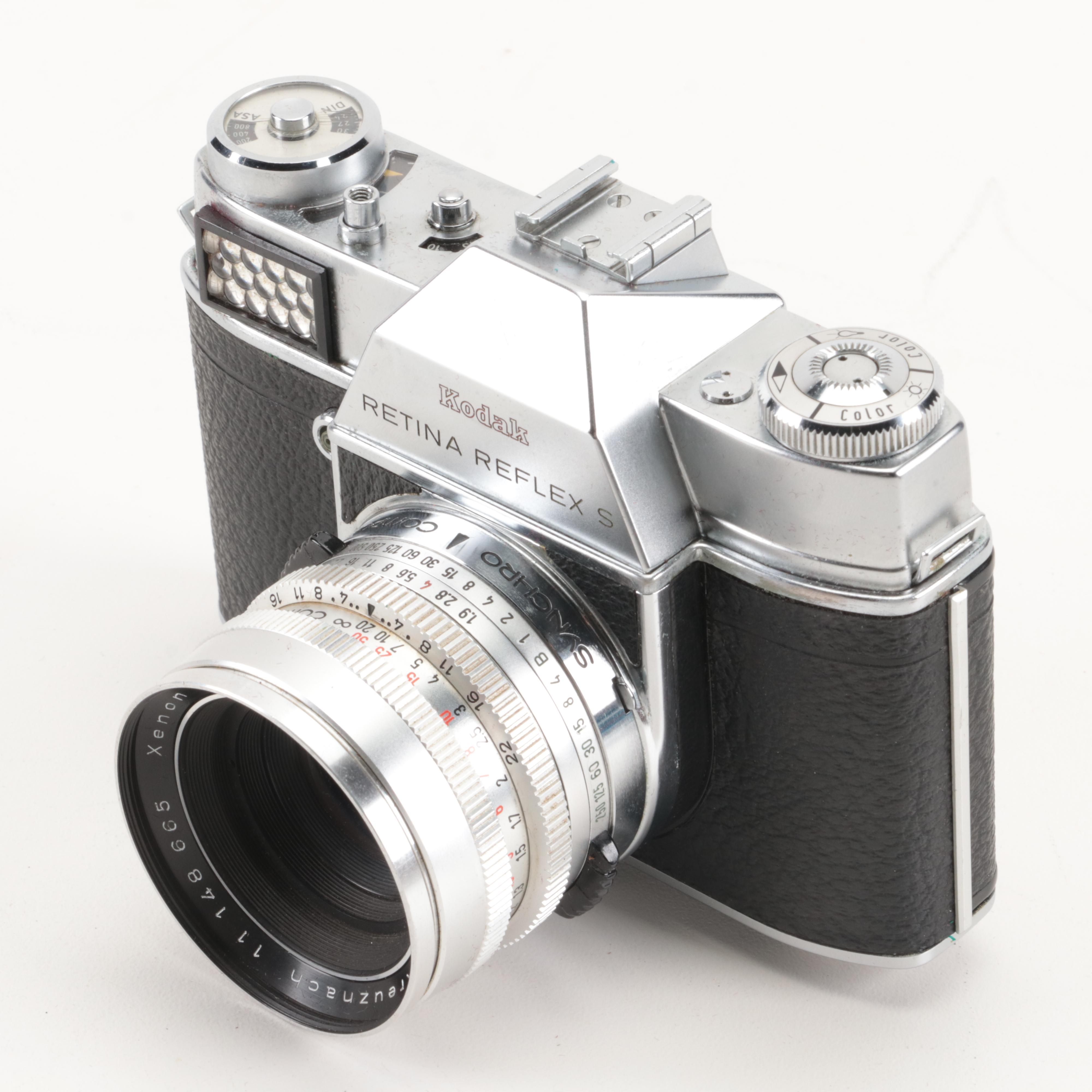 Collection of Kodak Retina Reflex Cameras With Leather Cases