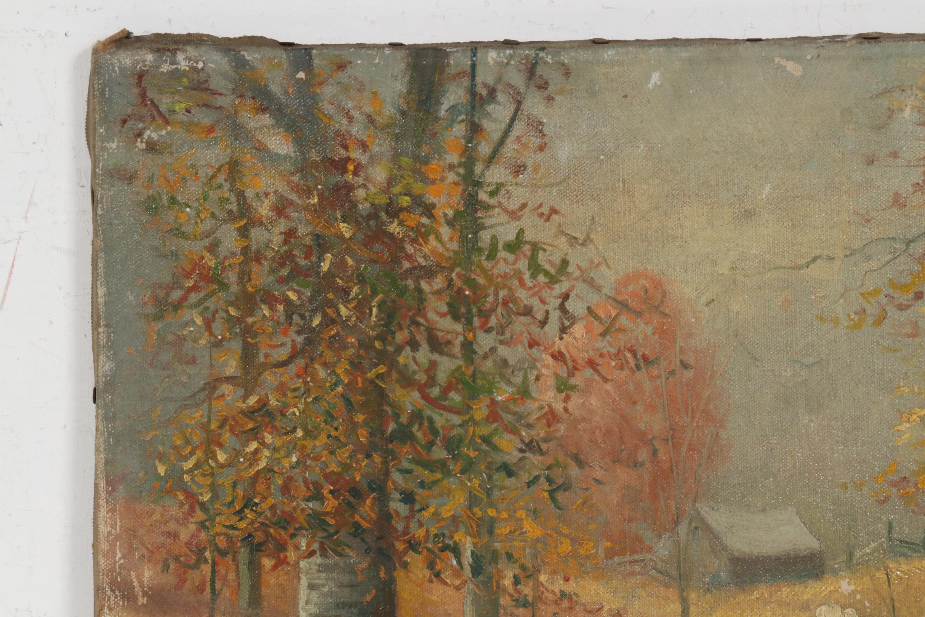 Joseph Trover Oil Painting of Autumn Landscape, Mid-Late 20th Century