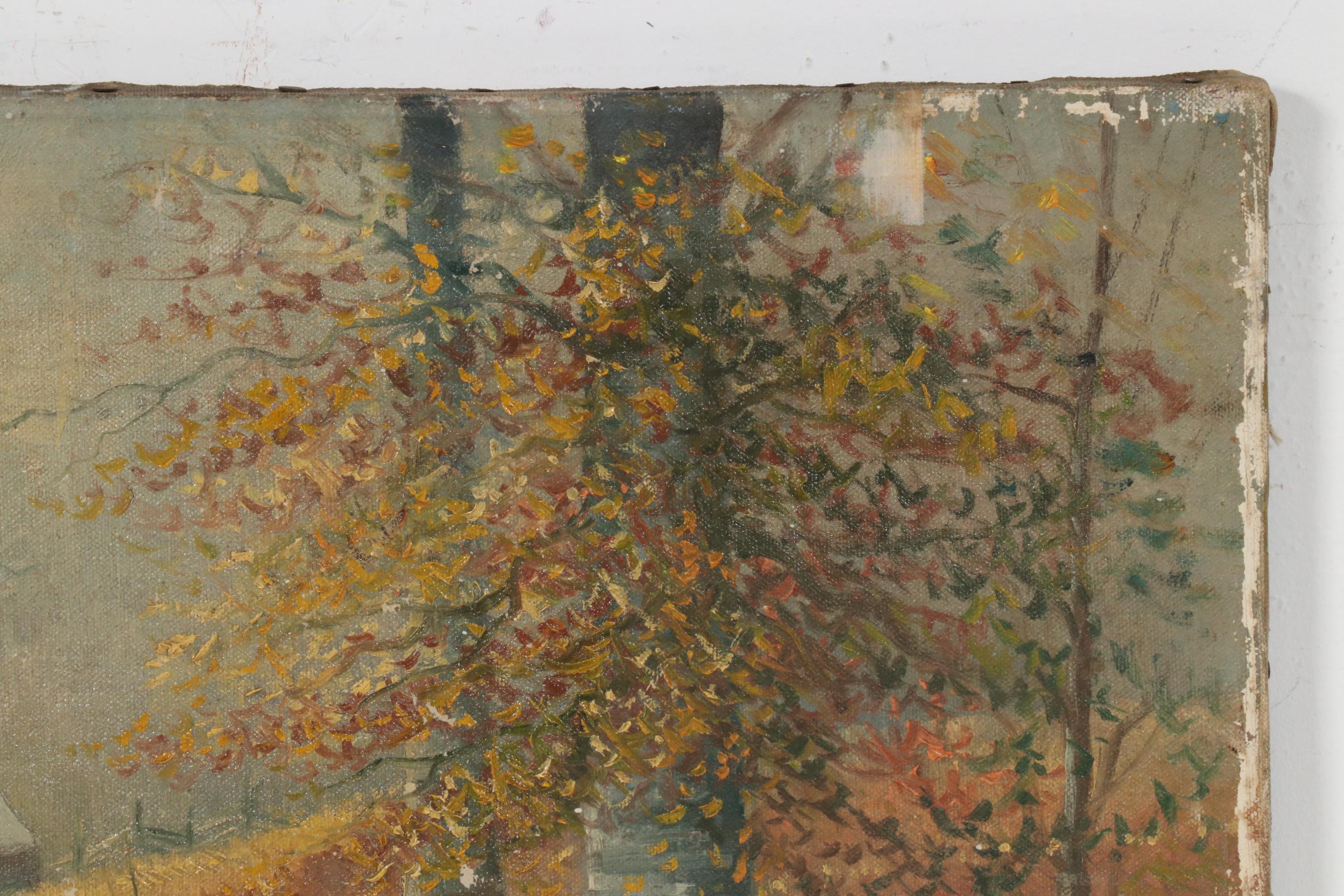 Joseph Trover Oil Painting of Autumn Landscape, Mid-Late 20th Century