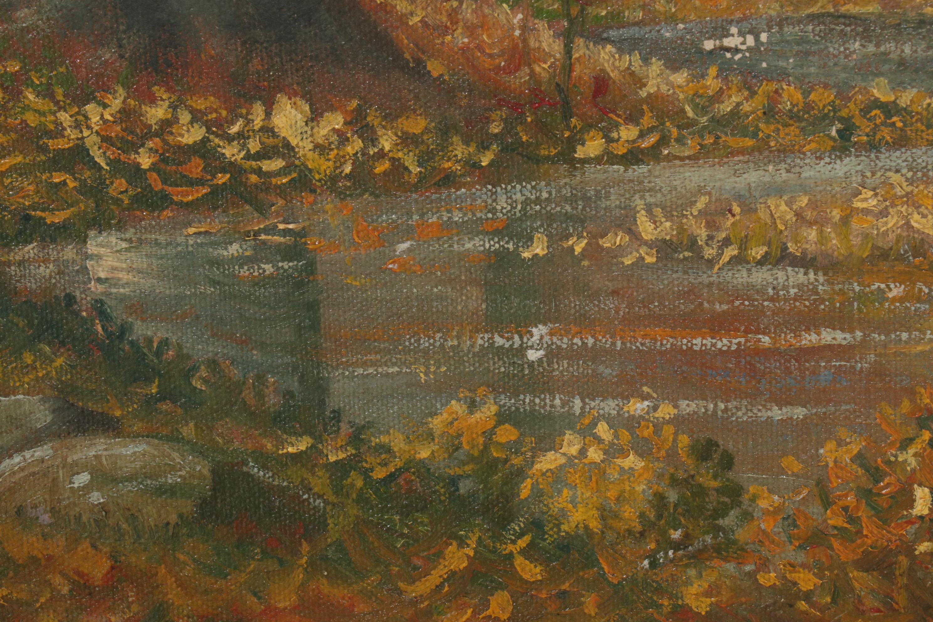 Joseph Trover Oil Painting of Autumn Landscape, Mid-Late 20th Century
