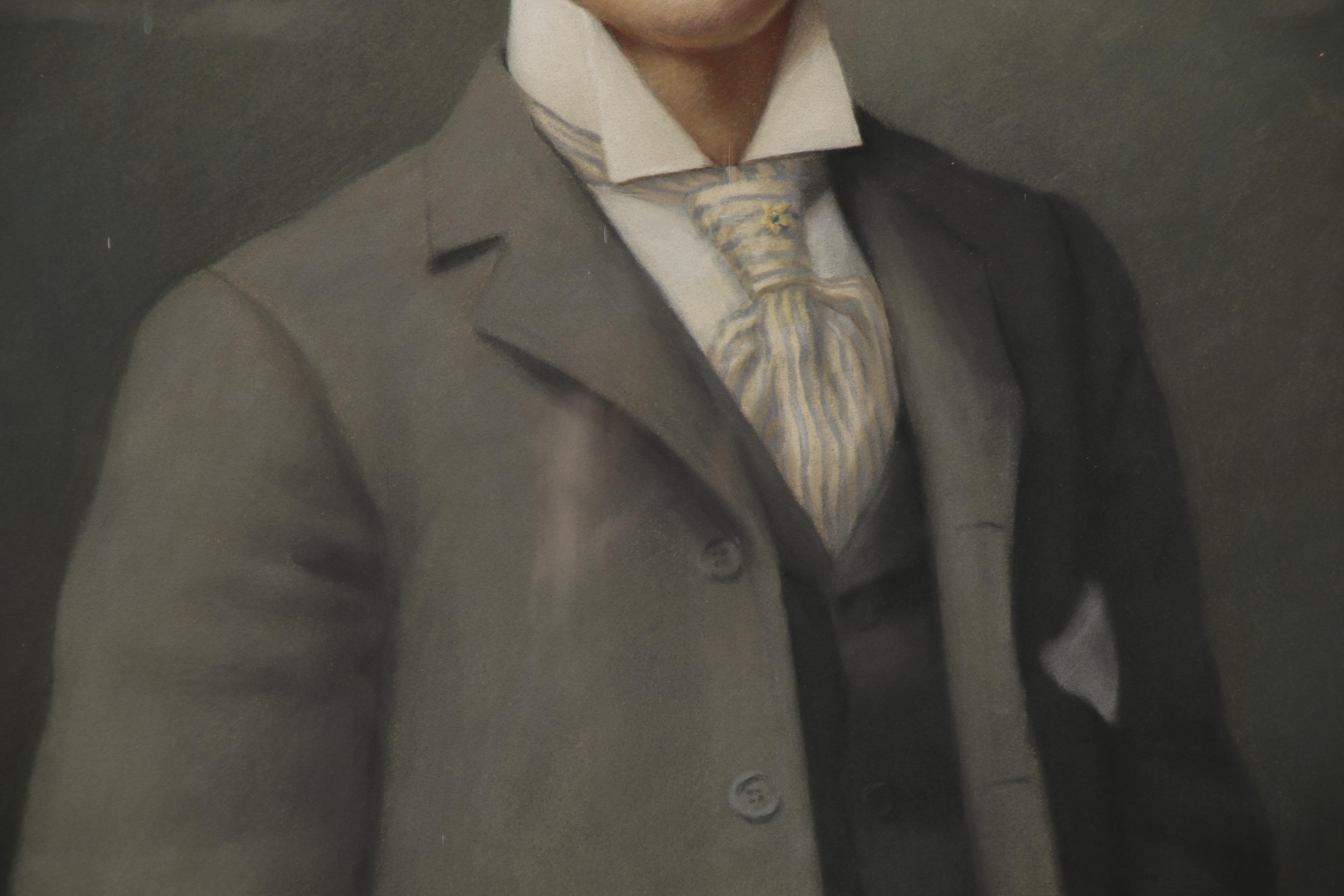 Joseph Henry Sharp Monumental Oil Pastel Portrait of Young Boy, 1894