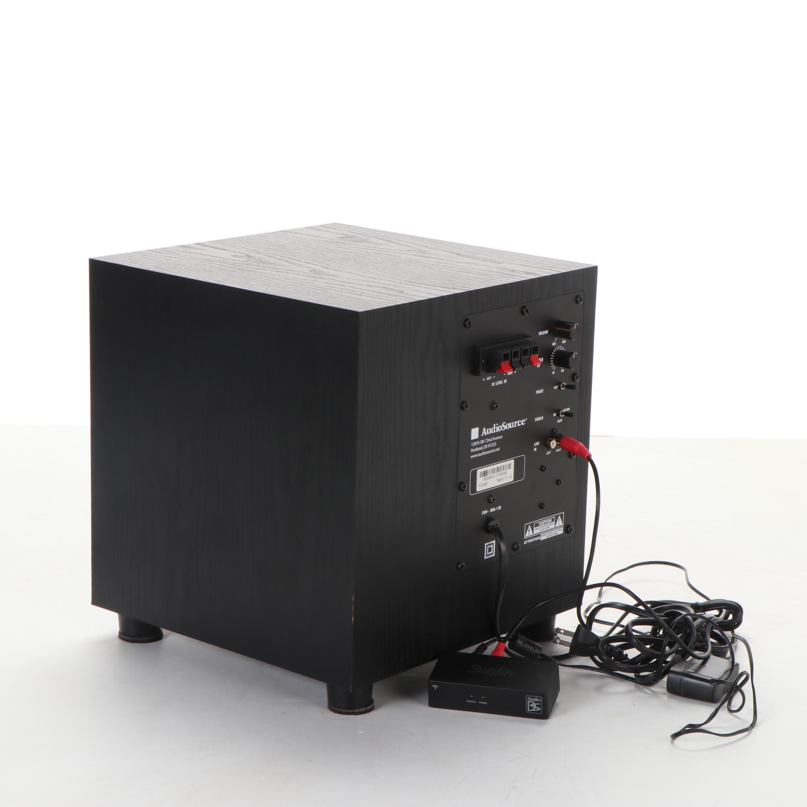 AudioSource PSW8 100W Powered Subwoofer with Sunfire SDSWIRX Wireless Receiver