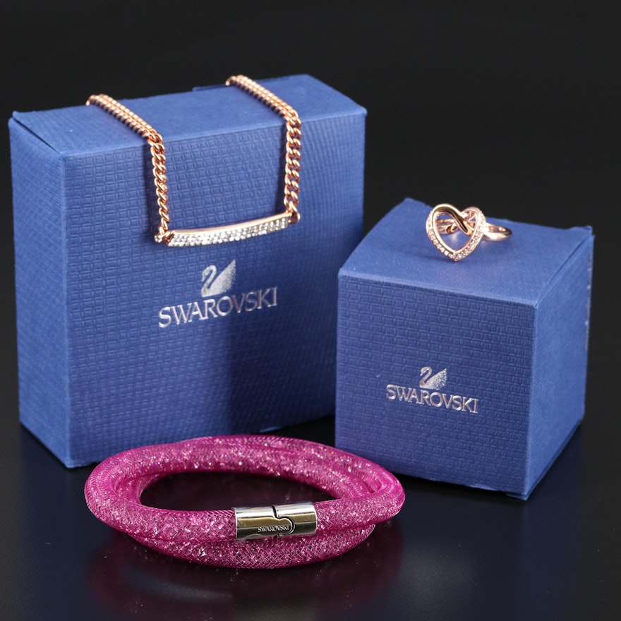 Swarovski Assortment Featuring "Stardust" Bracelet and "Cupidon" Ring