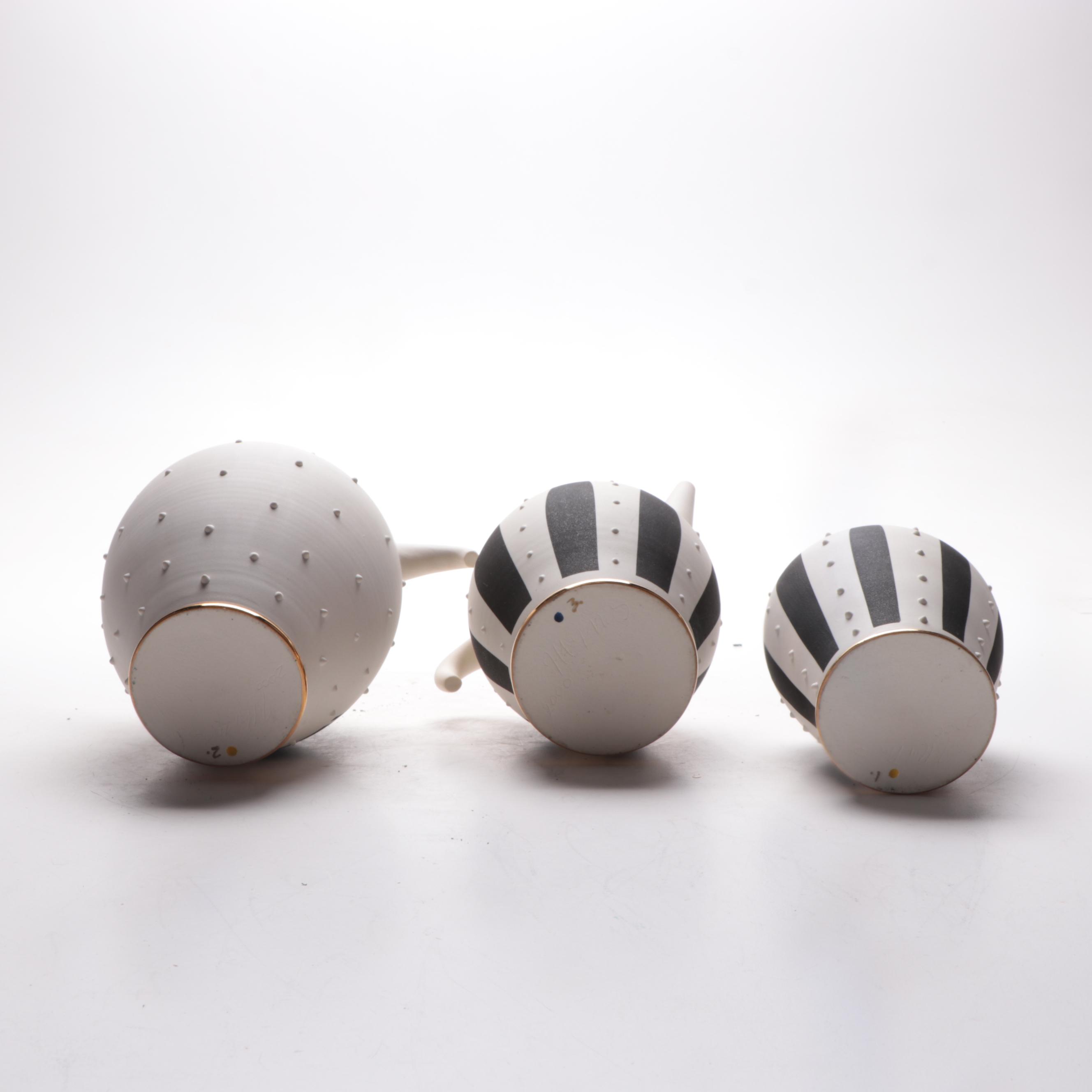 Black and White Matte Glazed Art Pottery Tea Set, 2000