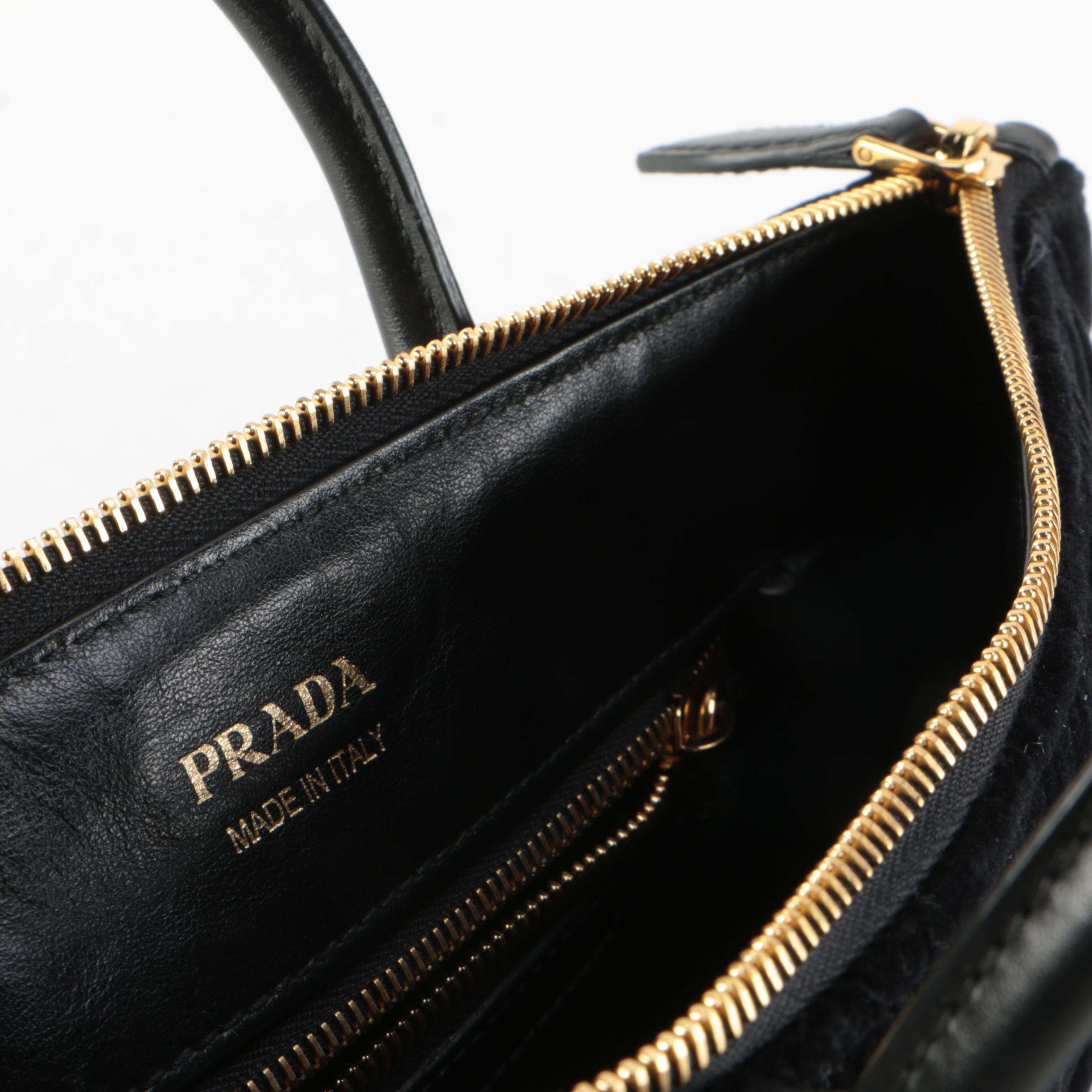 Prada Corsaire Black Quilted Velvet Two0Way Zip Tote