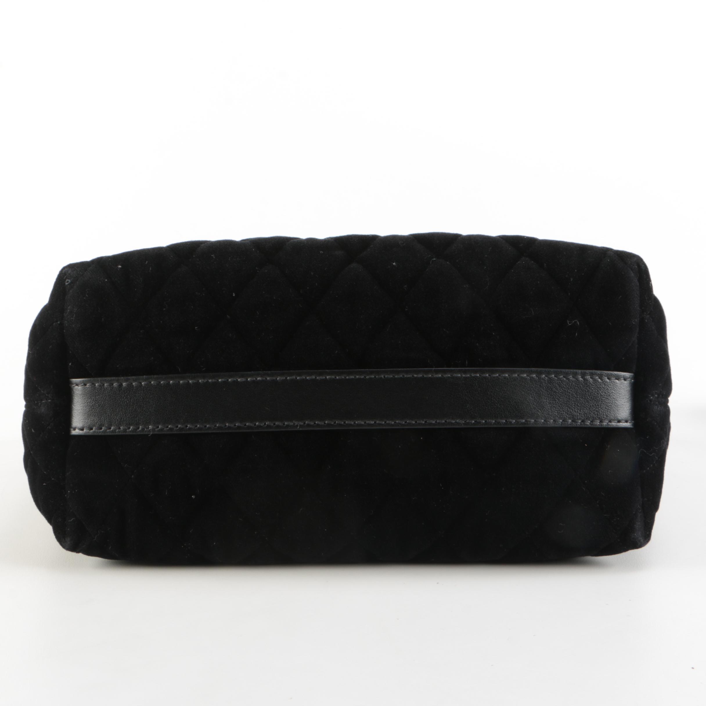 Prada Corsaire Black Quilted Velvet Two0Way Zip Tote