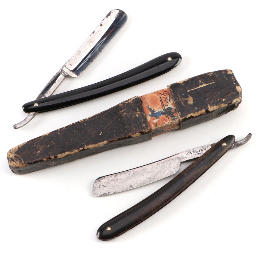 Mathieu and Joseph Rodgers and Sons of Sheffield Straight Razors, Early 20th C.