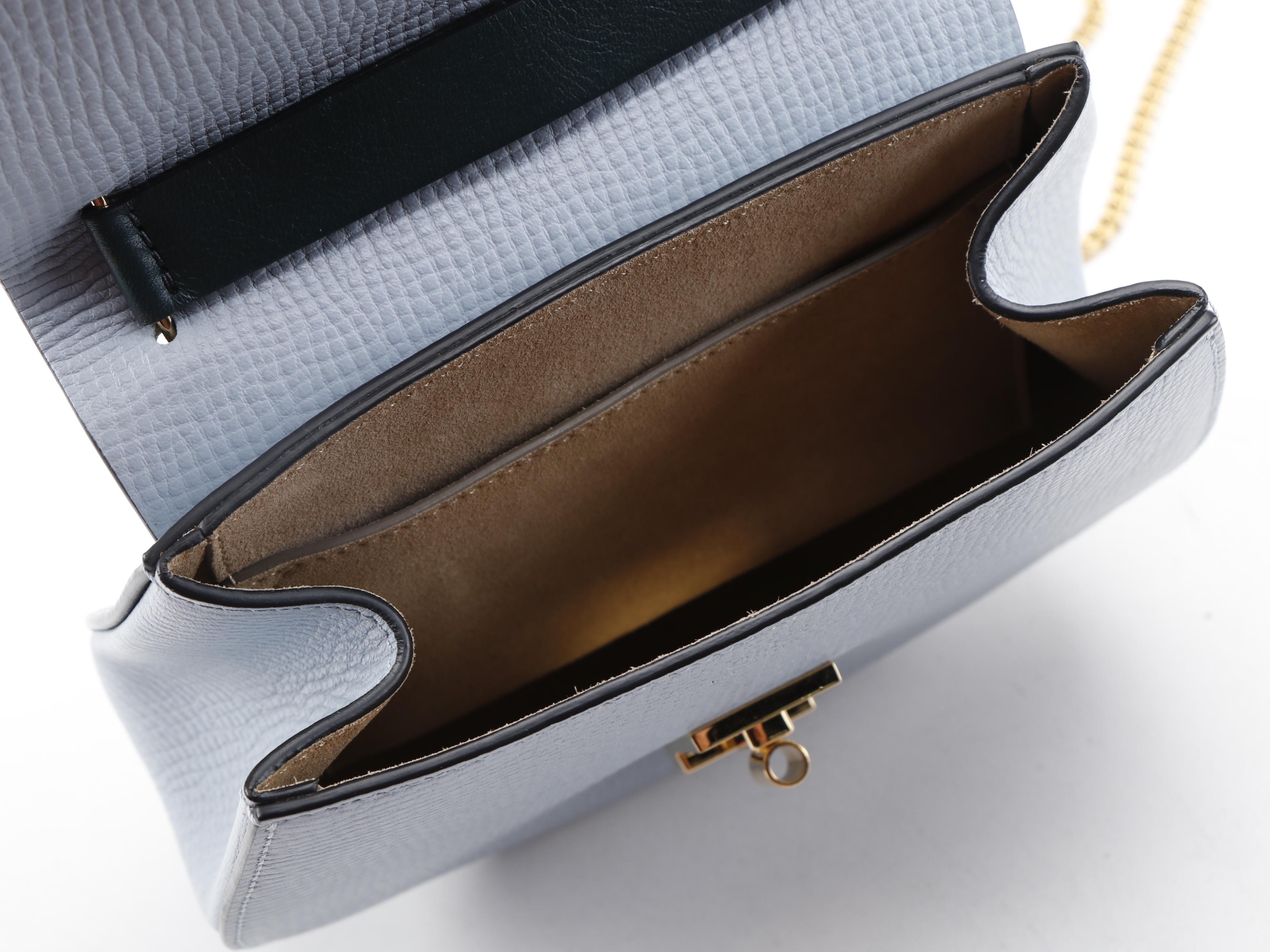 Chloé Mini Drew Crossbody Bag in Blue Grained and Green Leather with Chain Strap