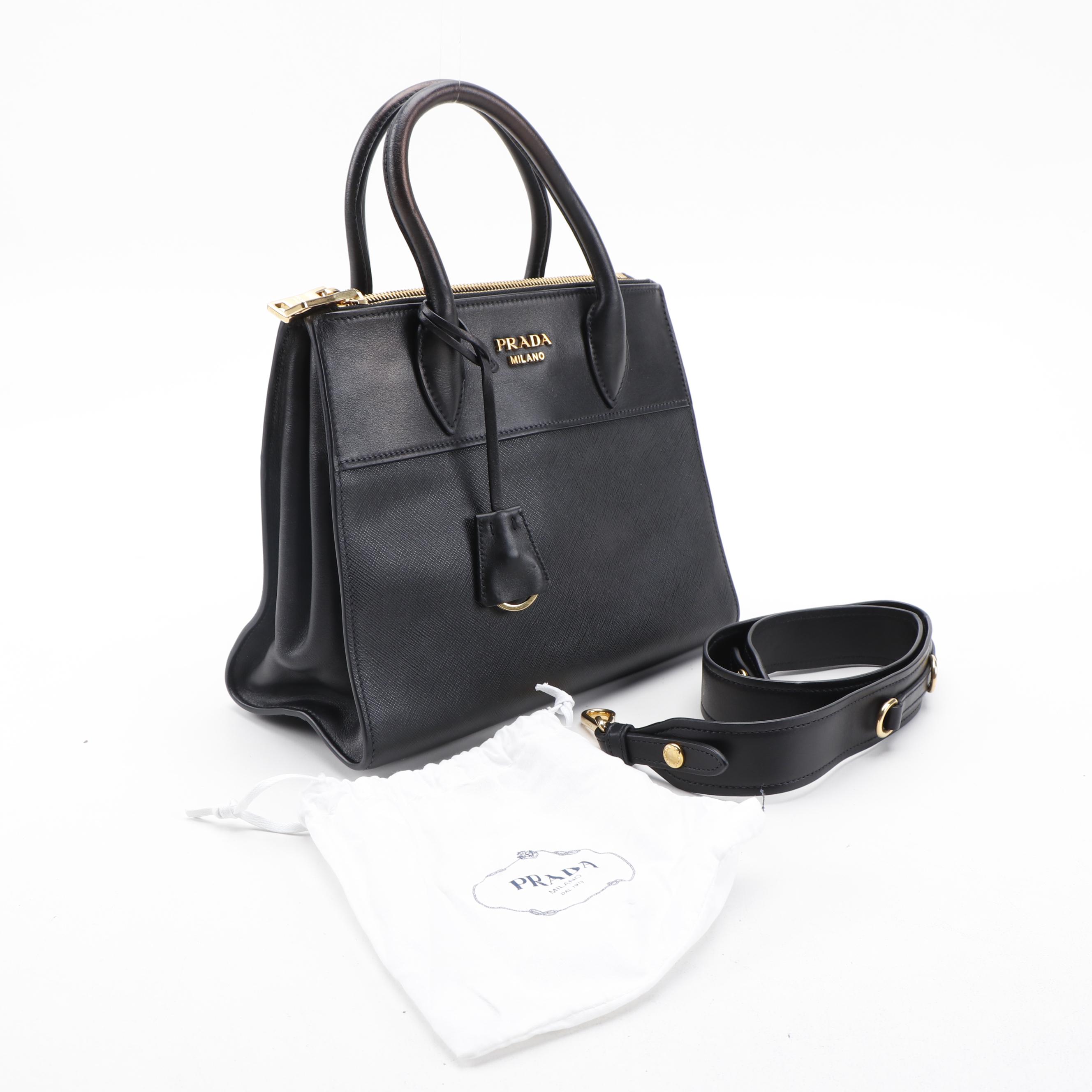 Prada Small Paradigme Tote in Black Saffiano Leather